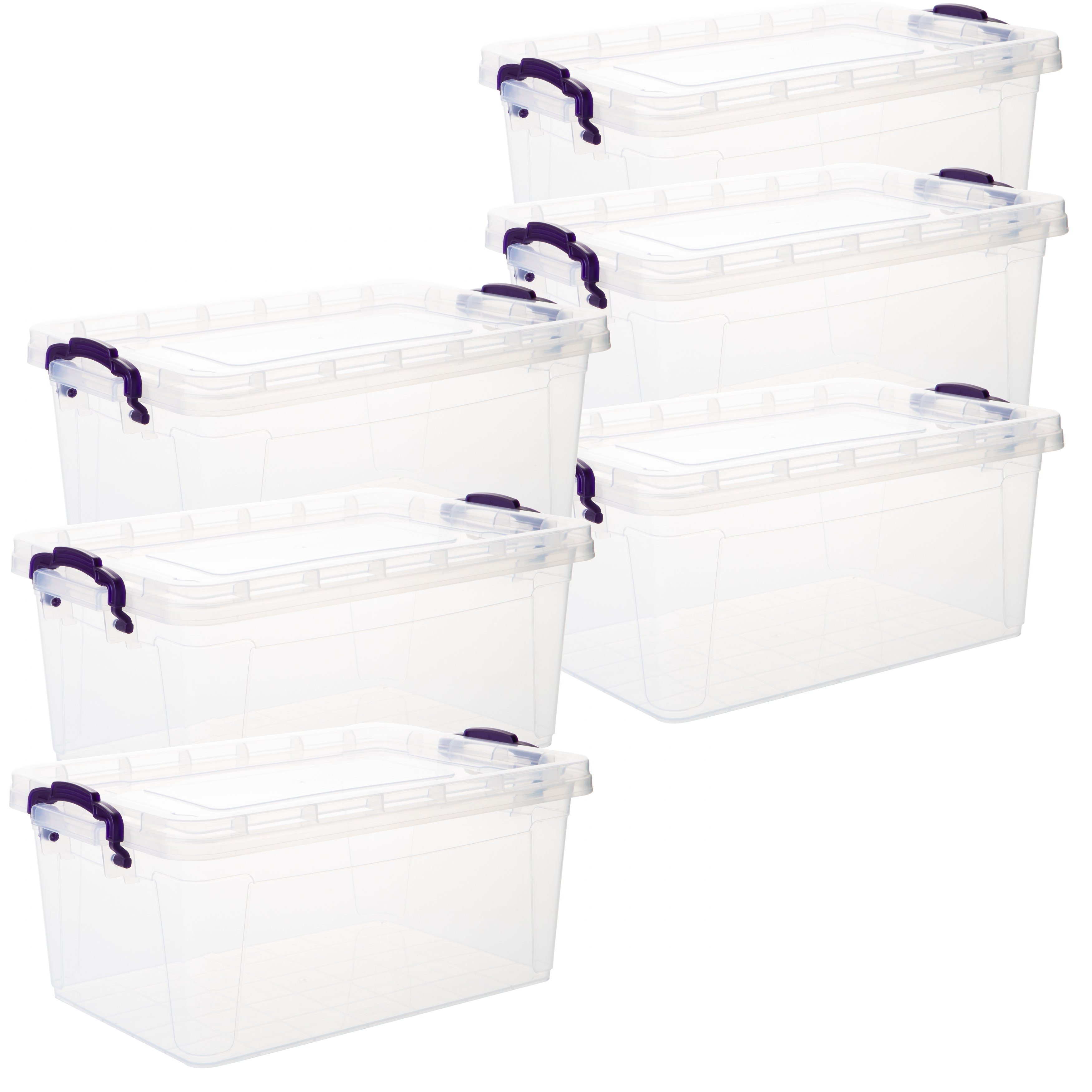 Centi Allzweckkiste Aufbewahrungsboxen, Transparent Plastikbox mit Deckel (Spar Set, 6 St., 30L x 20B x 13.5H cm 5 Liter), Aufbewahrungsboxen, Transparent Plastikbox mit Deckel Lebensmittelecht