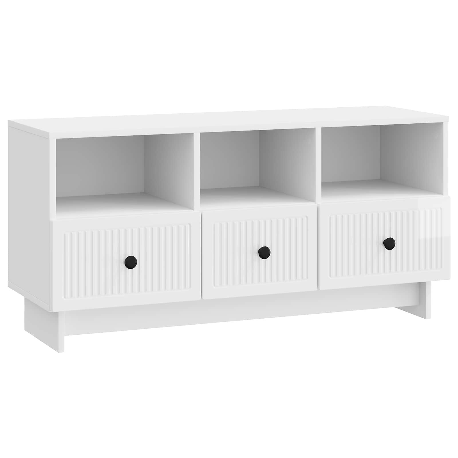 vidaXL TV-Schrank 102 x 34,5 x 50 cm TV-Schränk Hochglanz Weiß 102x34,5x50 cm Holzwerkst