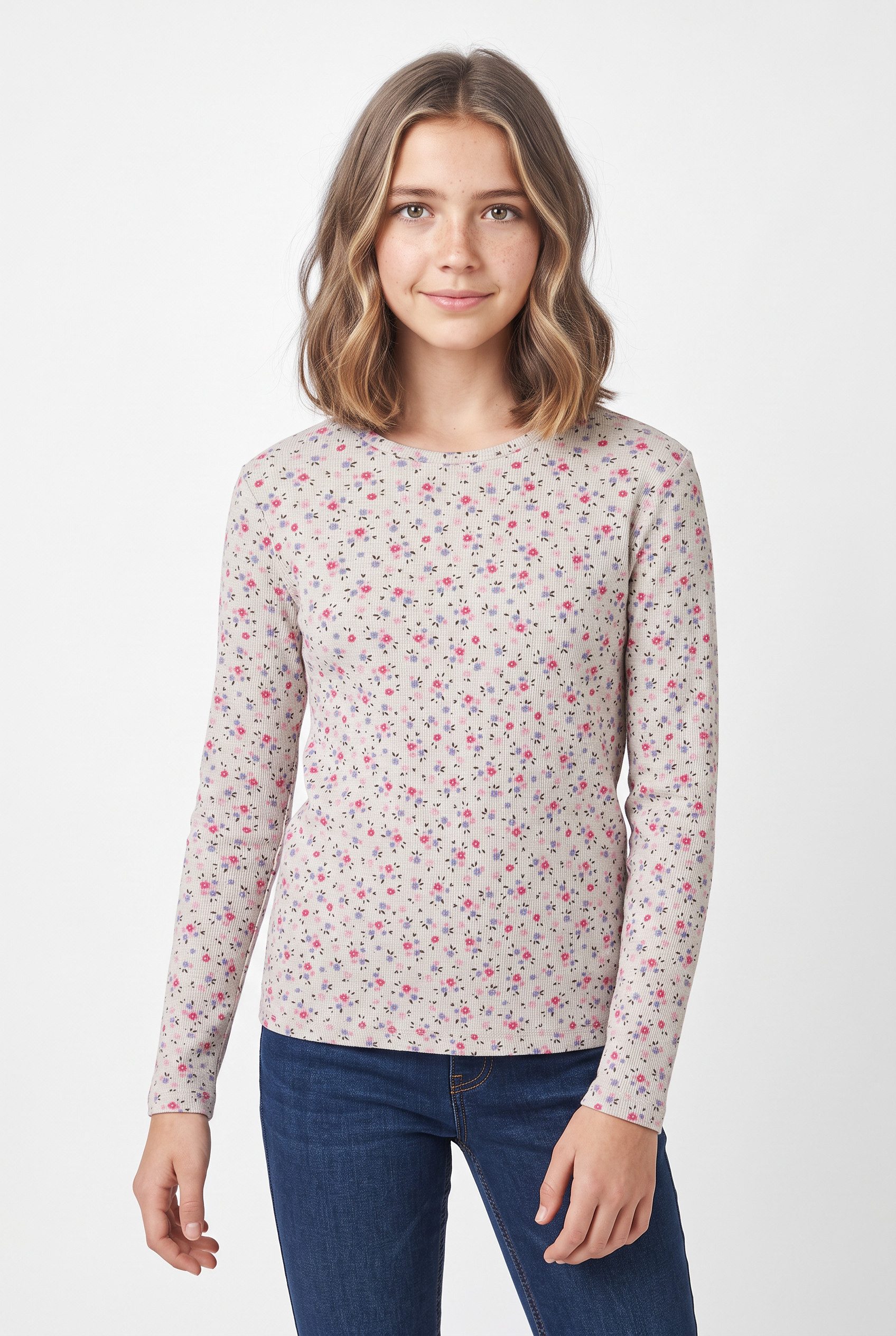Name It Langarmshirt NKFNICOLE LS SLIM TOP PB Baumwollmischung, slim fit