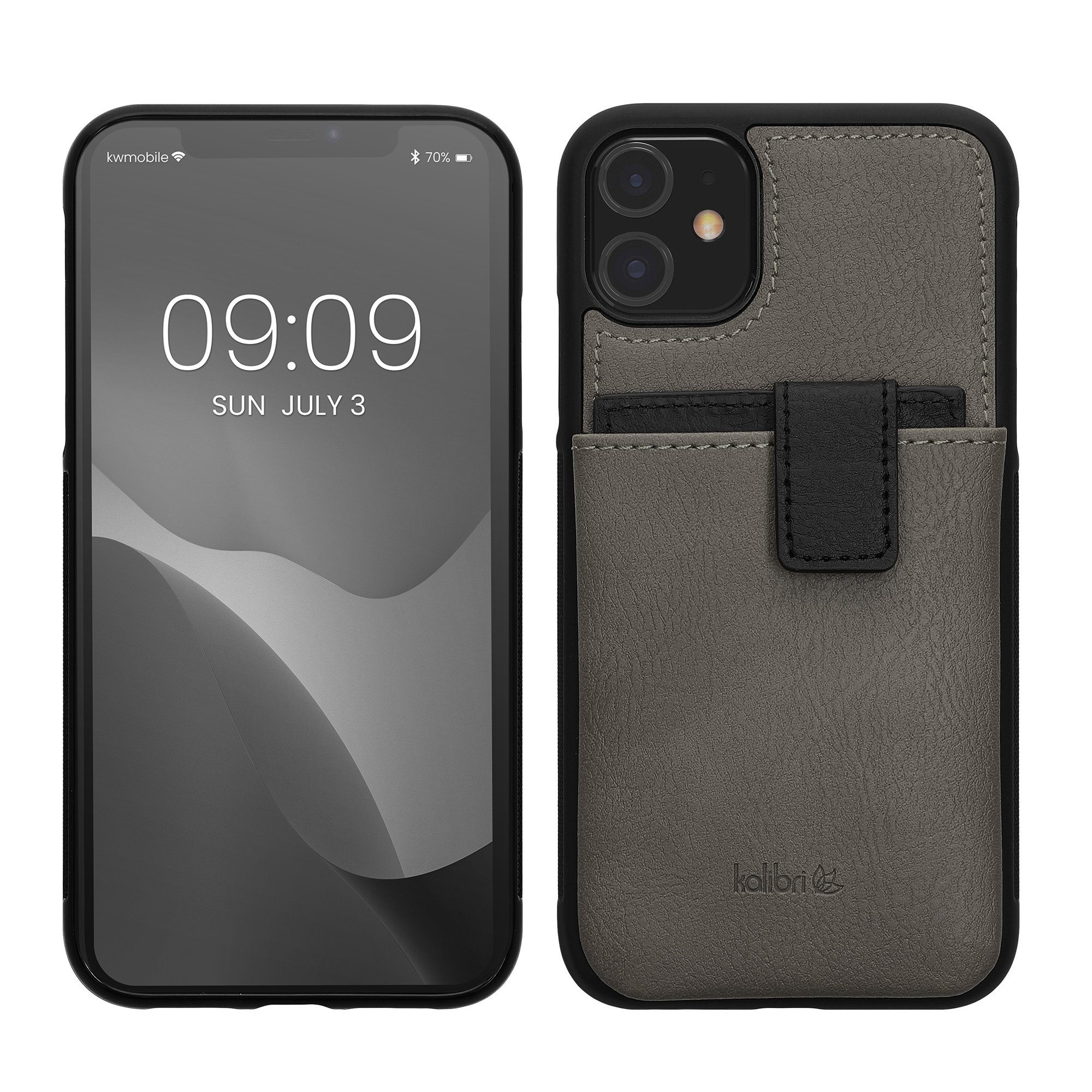 kalibri Handyhülle Hülle für Apple iPhone 11, Handyhülle Handy Cover - Kunstleder Case mit Kartenfach abnehmbar