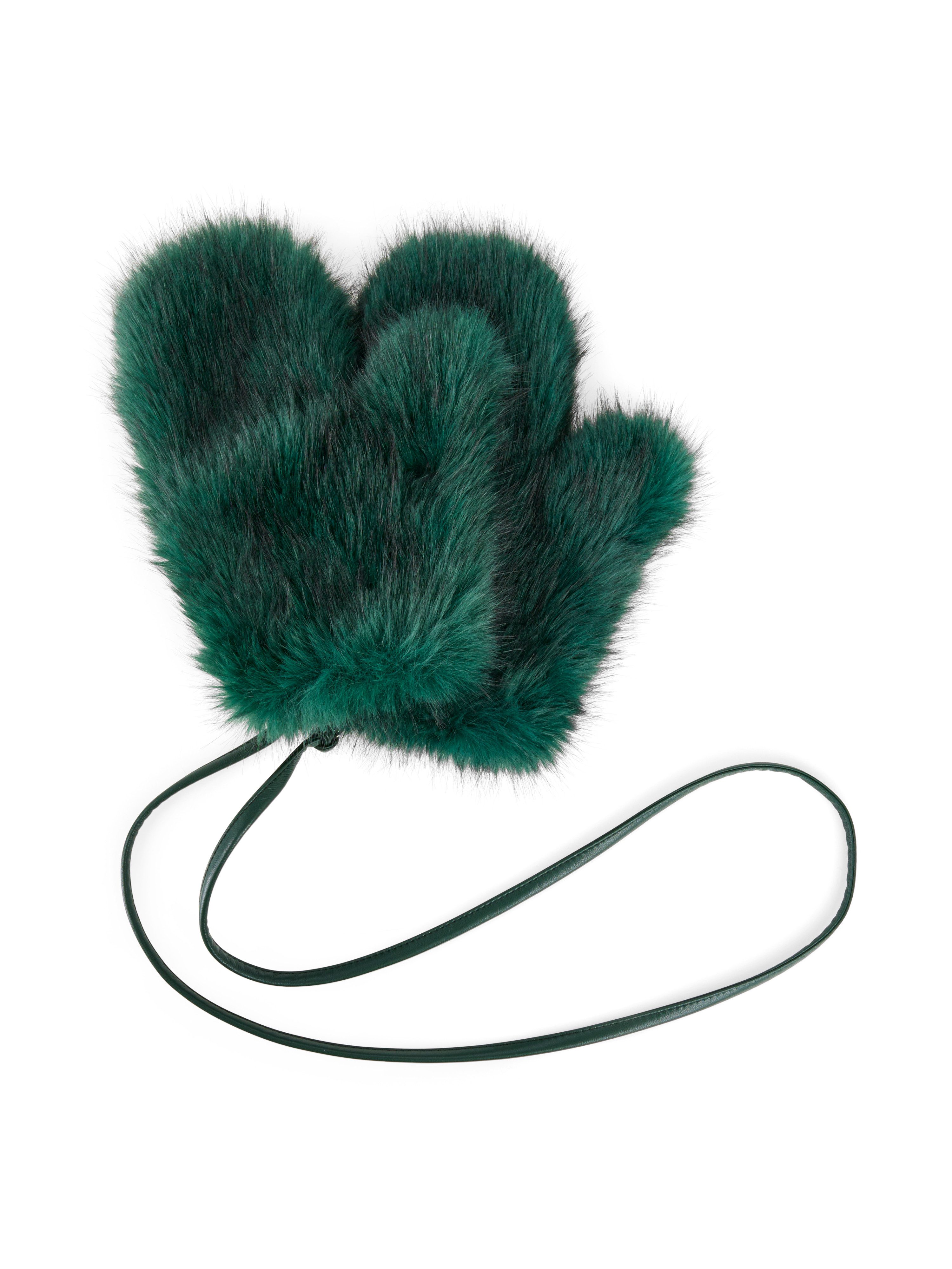 Marc Cain Варежки Mystic Plumage Premium Damenmode Fake Fur, mit Kordel und Haken zum Umhängen