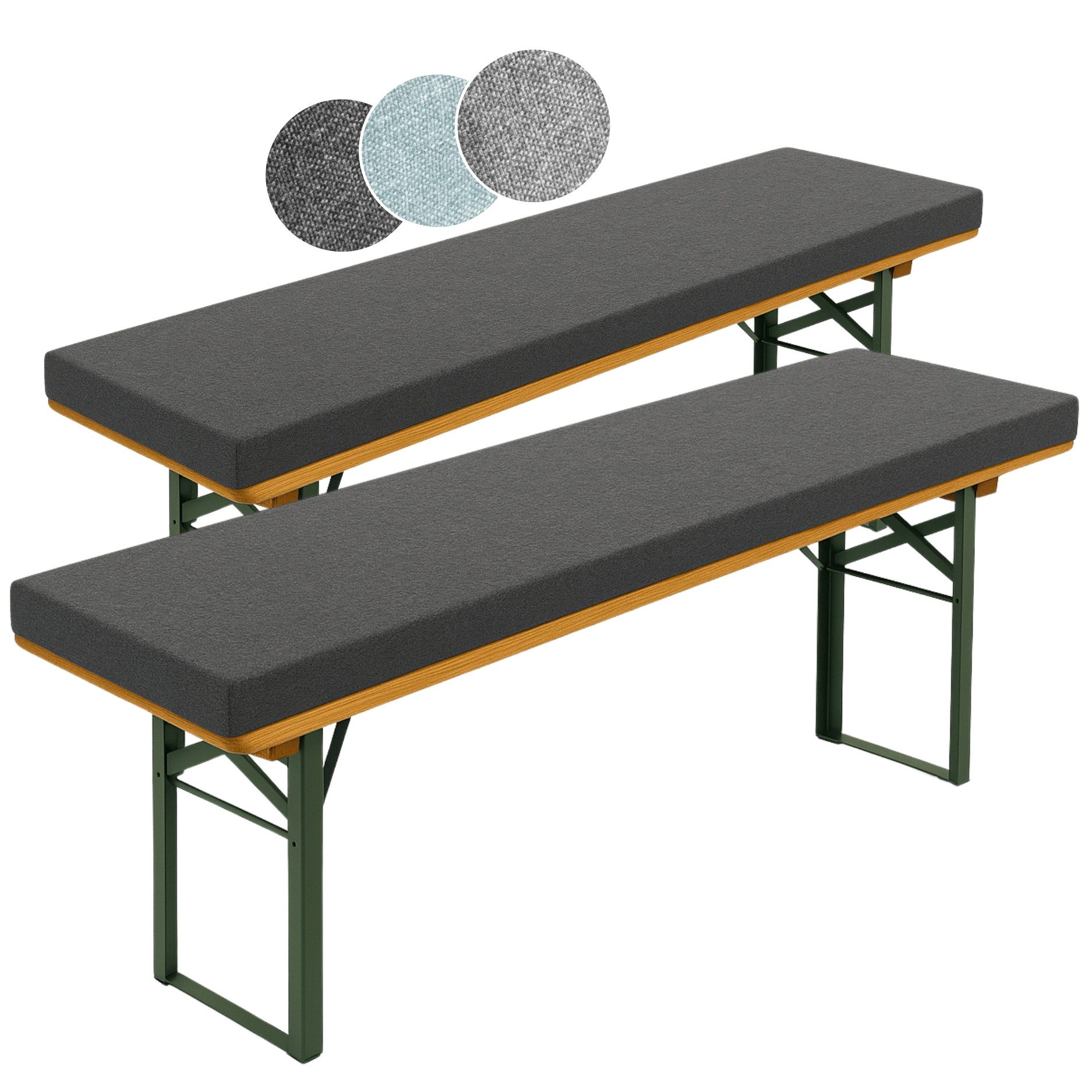 sleepling Bankauflage Bierbankauflage, (2 St., 2 Auflagen), mit elastischen Schlaufen für optimalen Sitz, strapazierfähig, bequem