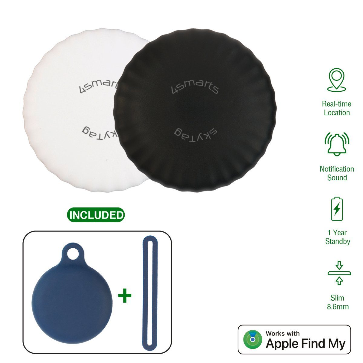 4smarts StandortFinder SkyTag Slim 2er Set GPSTracker (MultiPack AirTag Alternative Wo ist