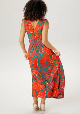 Aniston SELECTED Sommerkleid mit breiten Trägern zum Raffen