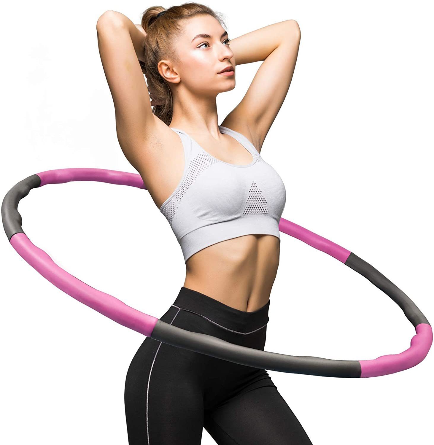 Ø cm, Bauchtrainer für Daskoo Gewichtsreduktion Fitness steckbarer und Hula 95 Hoop Reifen, abnehmbar 8-teilig zur Massage Hula-Hoop-Reifen Erwachsene