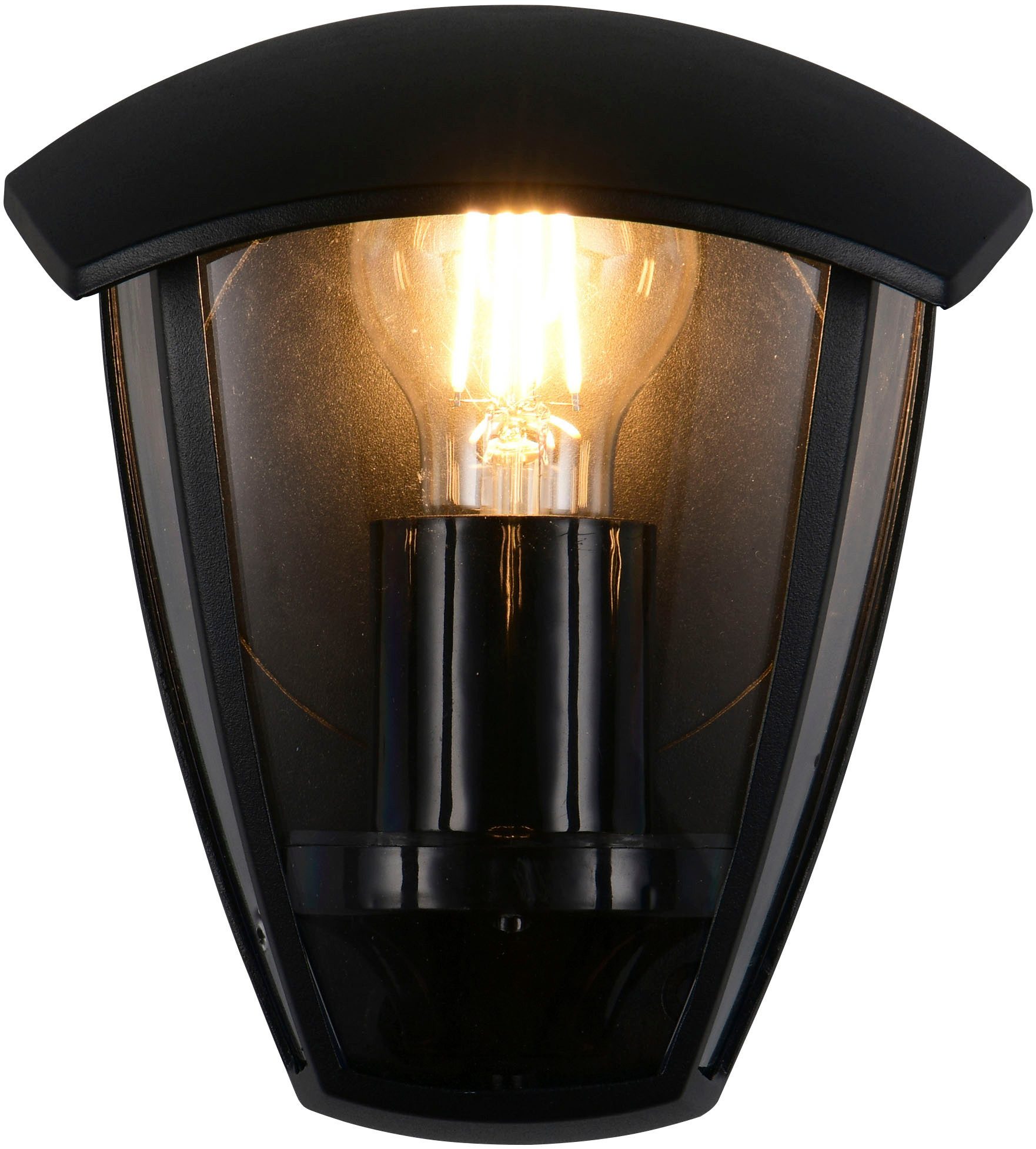 TRIO Leuchten Außen-Wandleuchte VENTA, Outdoor Hauswand Fassadenbeleuchtung, exkl 1x E27 max 10W, IP44, Leuchtmittel wechselbar, warmweiß - kaltweiß, Wandlampe Garten Terrasse, Aluminium mit Kunststoff Schirm transparent