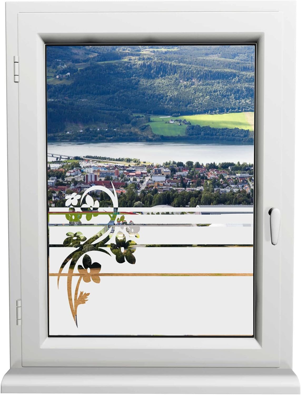 INDIGOS UG Fensterfolie Blumen Sichtschutzfolie – H50Line für Bad, Küche & Fenster