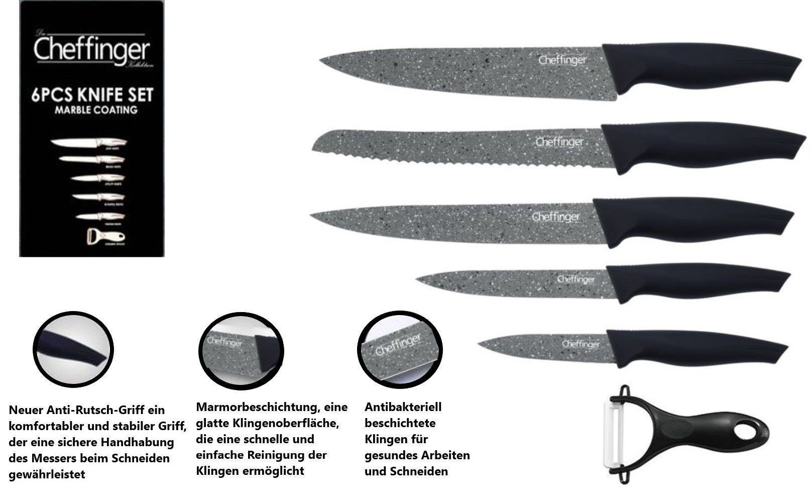 KESSMANN Pfannen-Set Induktion Bratpfannen 9tlg Einlagen Pfanne 15-tlg., Induktionsherd Aluminium 1 Set + Antihaft), Messerblock Pfannenwender Küchen Knife + Untersetzer Küchen -KOMPLETT Löffel 3 + Inkl Messer 1 6tlg Messerset + 1 Pfannenset (Set, SET