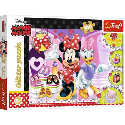Trefl Puzzle Disney Minnie Mouse Glitterpuzzle, Minnies Schmuckstücke..., 199 Puzzleteile