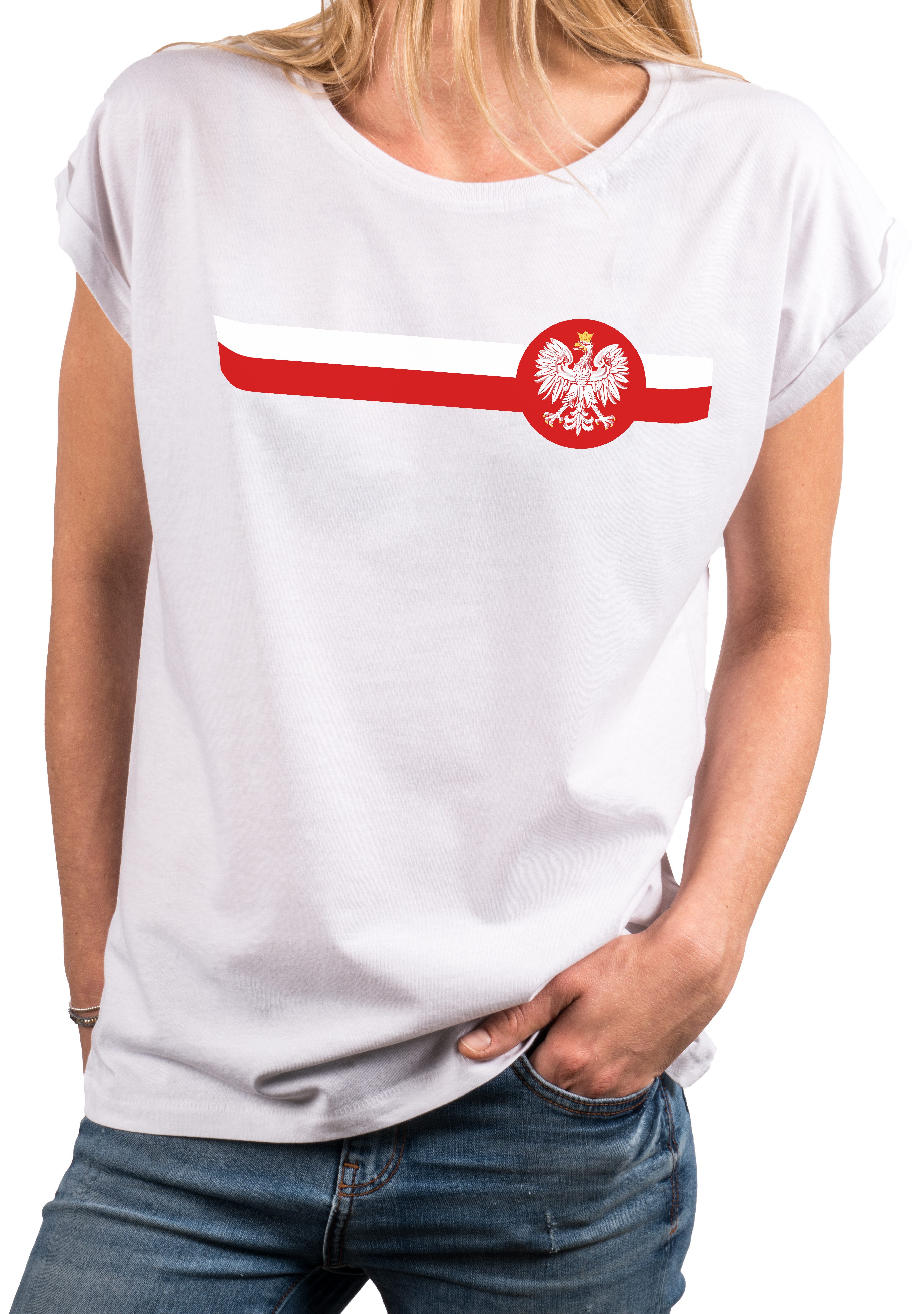 MAKAYA Kapuzenshirt mit Polenflagge Damen Trikot Polnische Fahne Polen Adler Polska (Schwarz, Weiß, Blau, 34, 36, 38, 40, 42, 44, 46, 48, 50) große Größen