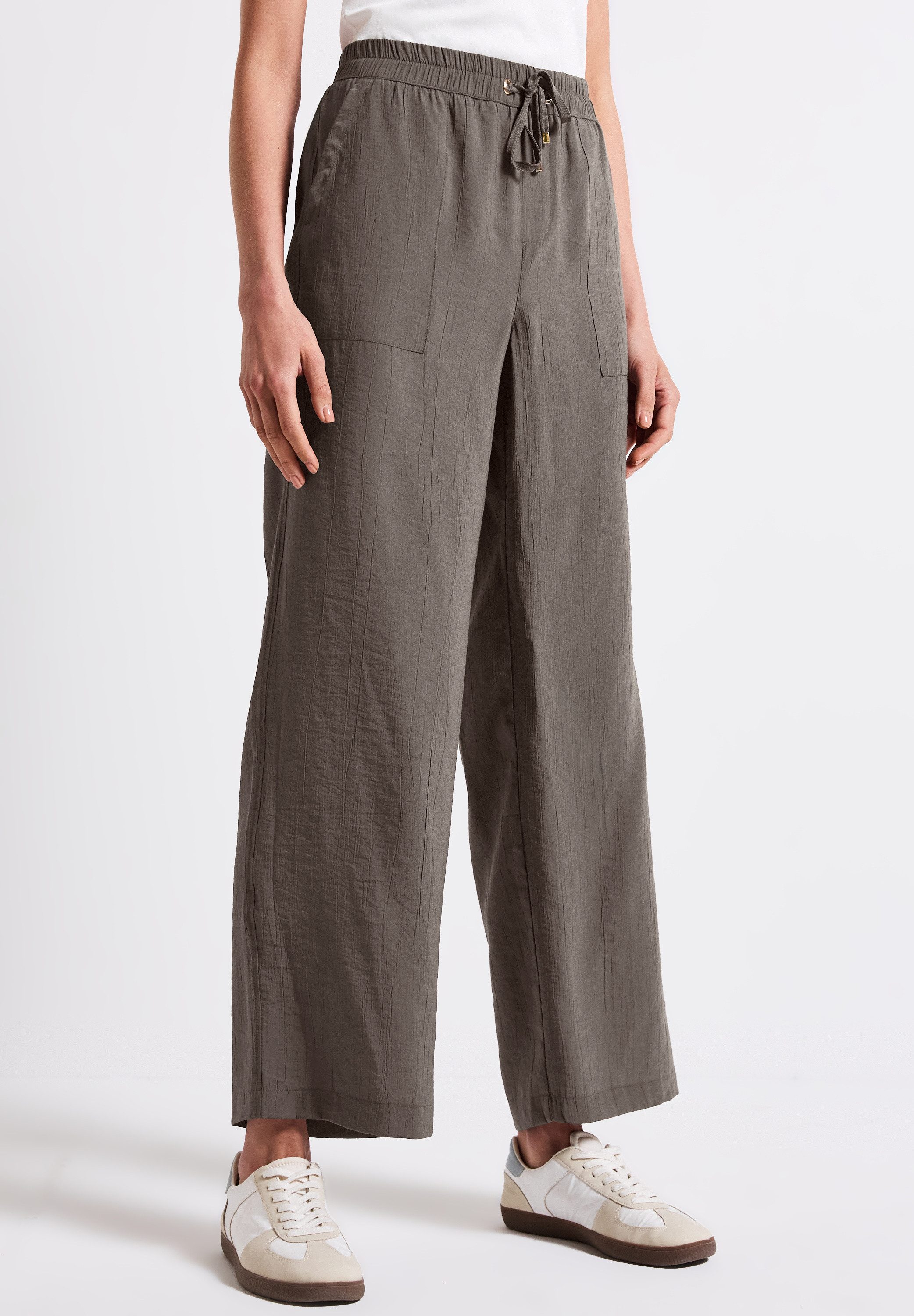 STREET ONE Stoffhose Sommerhose mit Crinkle-Struktur, Wide Leg günstig online kaufen