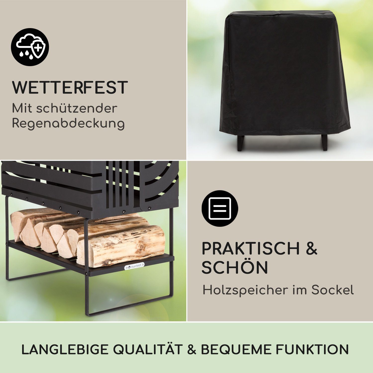 blumfeldt Feuerschale Krakatoa, (Set), Feuerschale Garten mit Grill Feuerkorb Feuerstelle Outdoor