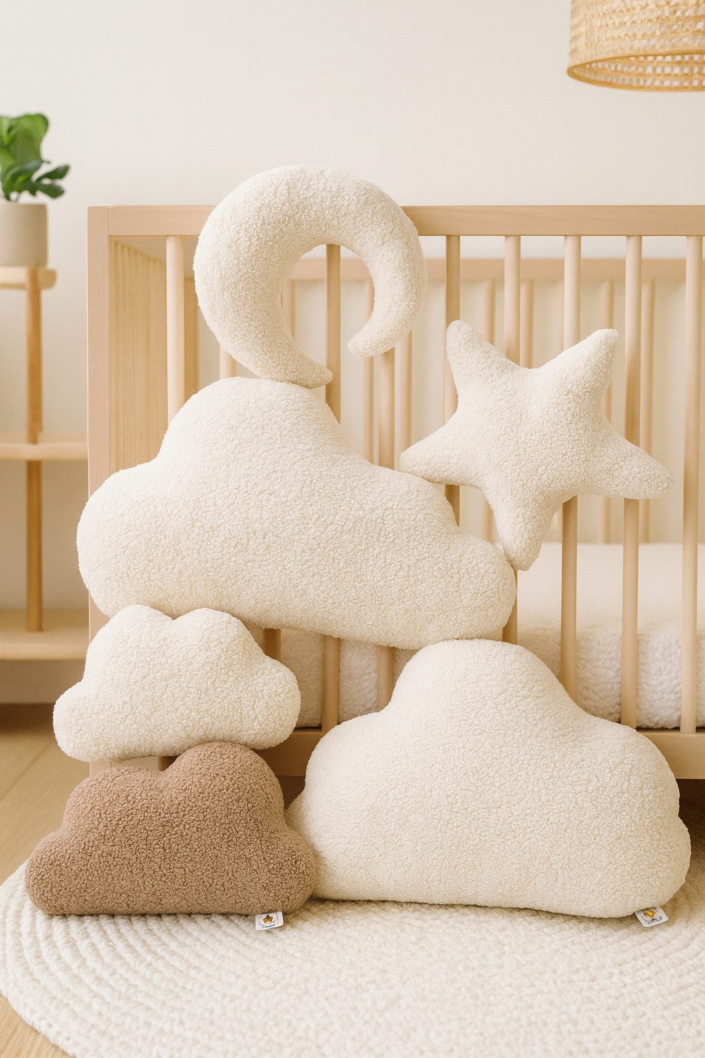 BABEES Dekokissen DEKOKISSEN Boucle Kuschelkissen Herz Wolke GROß 40x25, XXL 60x35 cm, Wolkenkissen Deko Kissen Geschenk Baby Kinderzimmer Babyshower