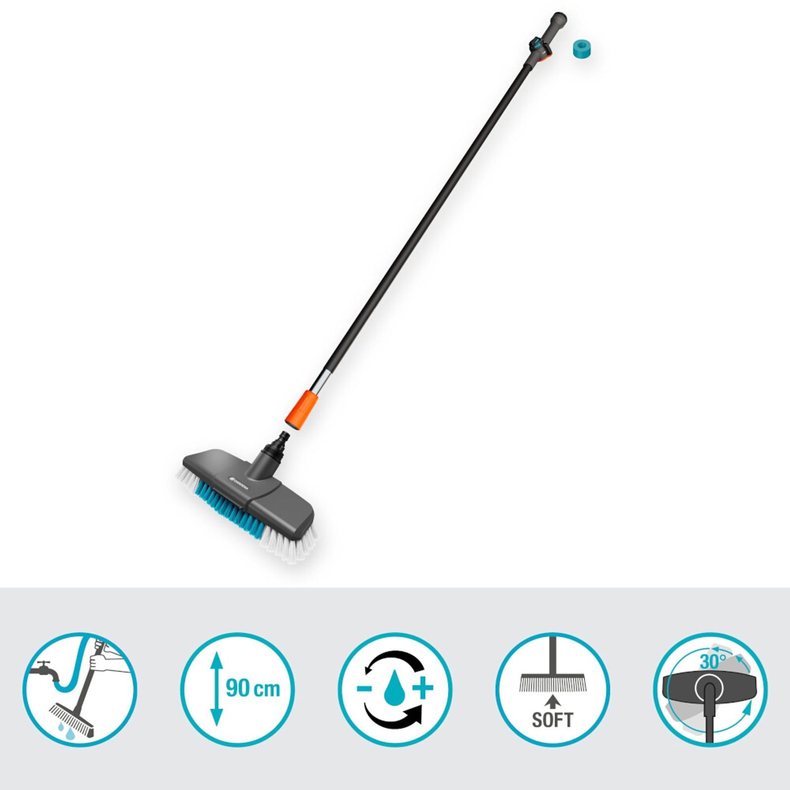 GARDENA Reinigungsbürste GARDENA Cleansystem Wasch-Set soft – Bürste mit Stiel