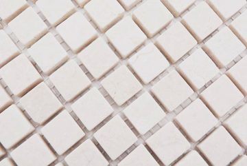 Mosani Bodenfliese Marmor Mosaik Steine Naturstein creme hellbeige mini Quadrat
