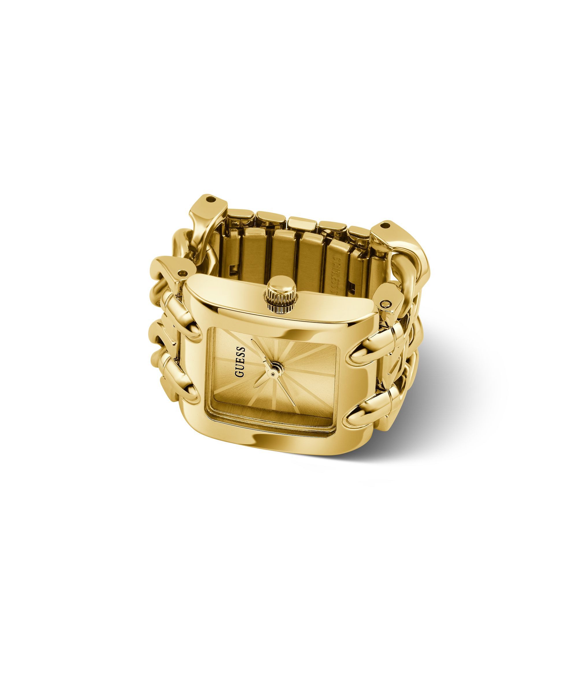 Guess Uhrenring MOD HEAVY METAL GW1025L2, Quarzuhr, Damenuhr, Edelstahlringschiene, analog