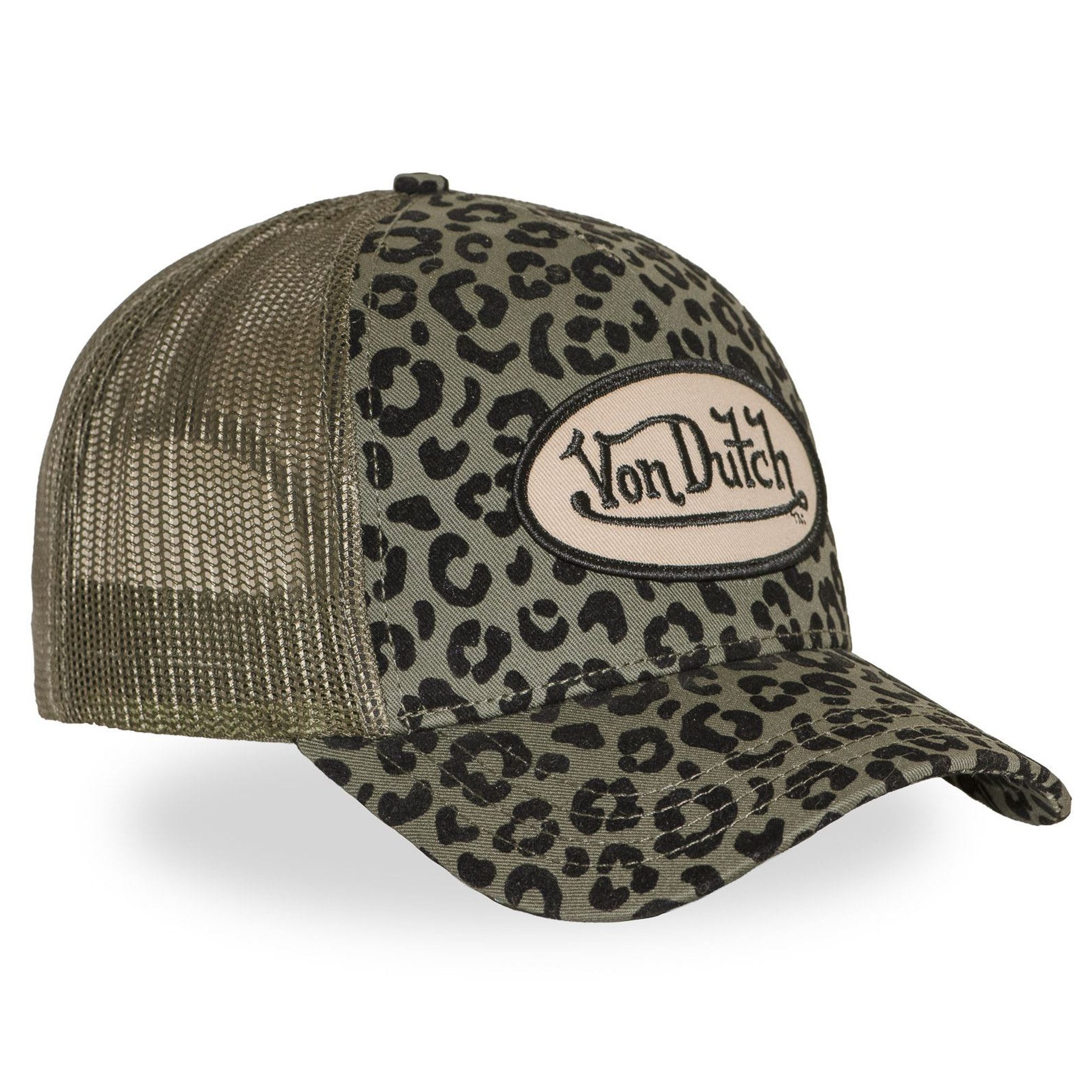 Von Dutch Trucker Cap Von Dutch Originals Trucker Cap LEOPARD VELVET PRINT VD PATCH (Basecap, Basecap, Meshcap, Trucker Kappe) Leopard-Muster aus Samt