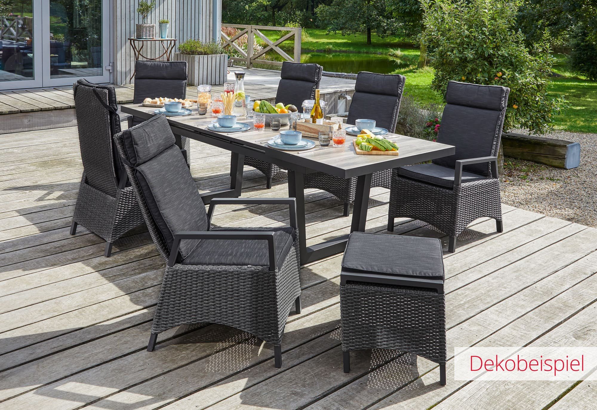 LC Garden Gartenstuhl Keramo Dining Positionsstuhl Verstellsessel grau