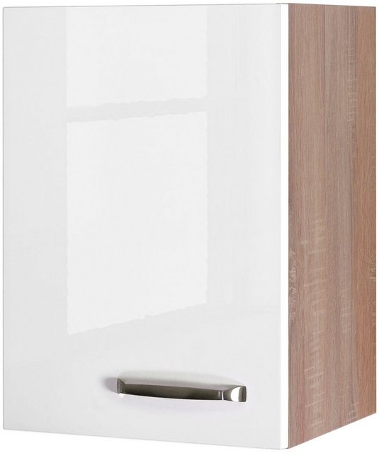Flex-Well Exclusiv Oberschrank Valero 40 cm x 55 cm Hochglanz Weiß-Sonoma Eiche
