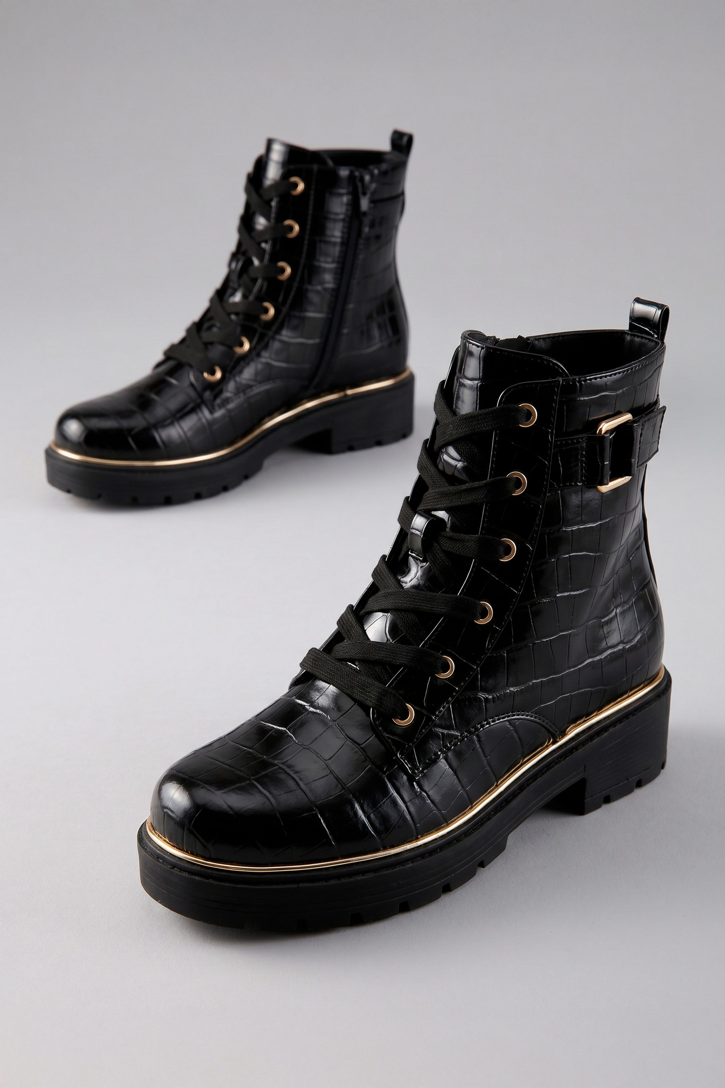 Aniston SHOES Schnürboots Schnürstiefelette, Ankle Boots im Croco-Look - NEUE KOLLEKTION