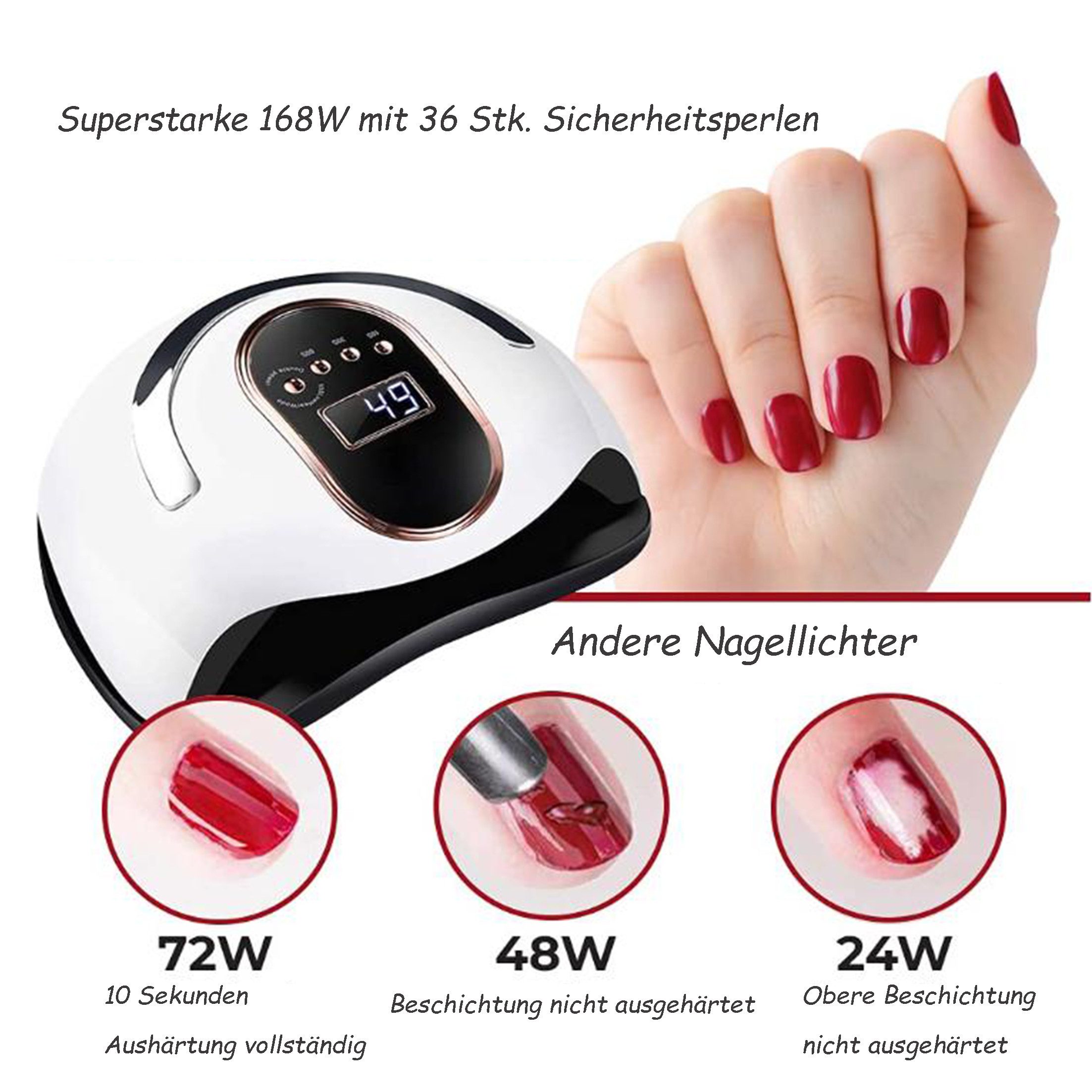 KINSI Lichthärtungsgerät UV/LED Nagellampe mit Smart Sensor & 36 LED-Perlen, Lichttherapie für langanhaltende Gel-Maniküre