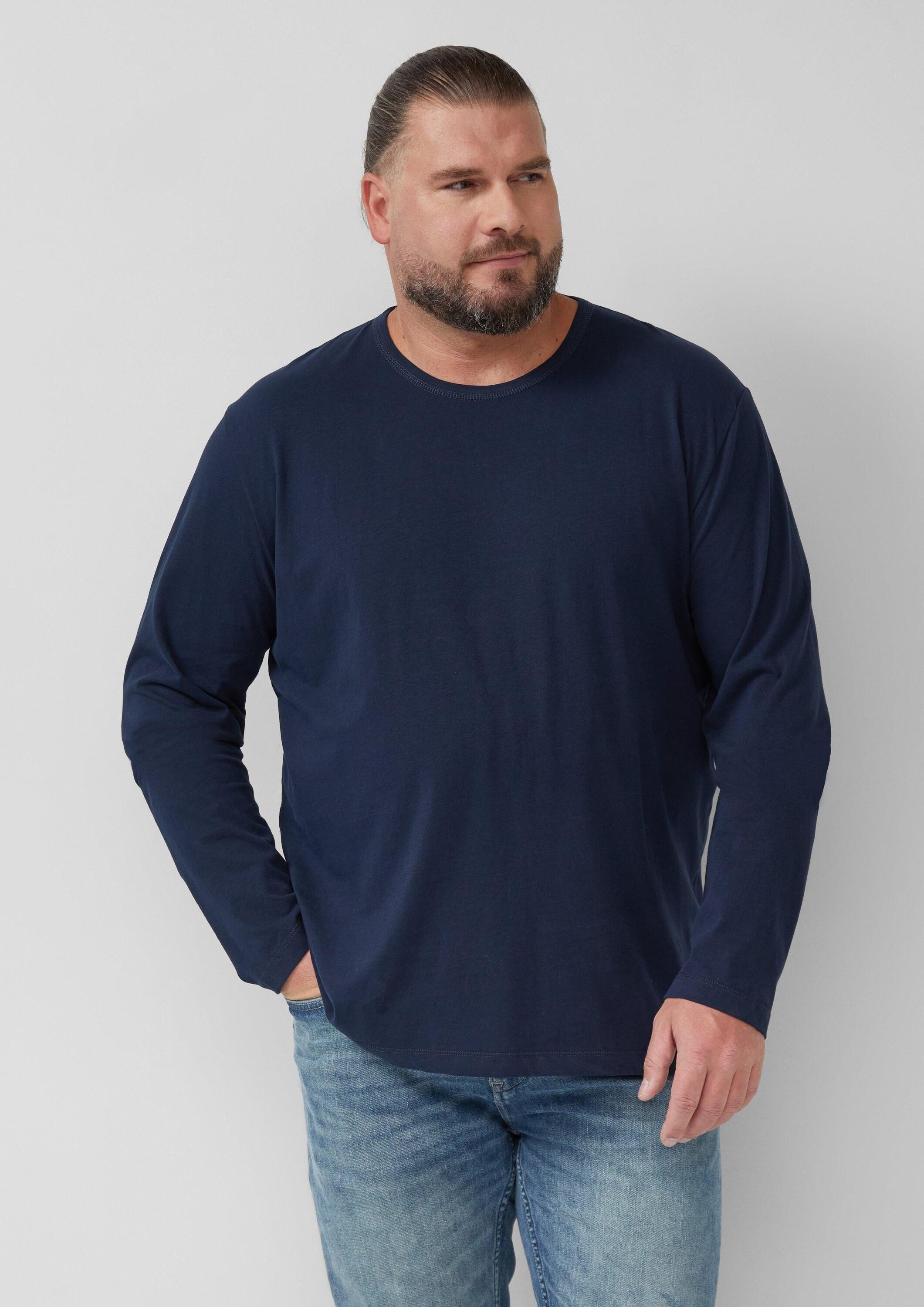 s.Oliver Langarmshirt T-Shirt Softes Longsleeve mit Crew Neck und Logo-Patch