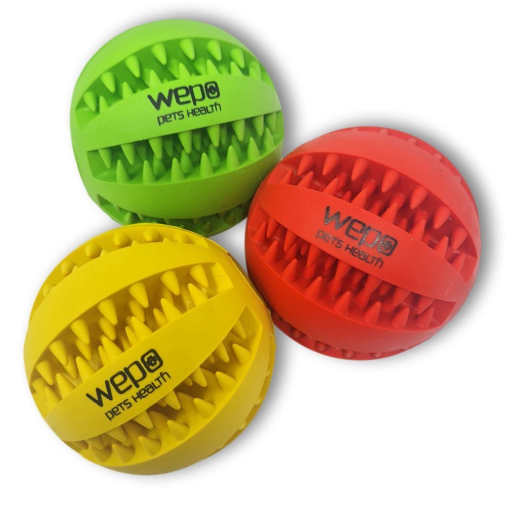 WEPO Kauball Hundespielzeug - Wurfball Hund - Verbessert Zahnfleisch &  Zähne, (Set 3-tlg), Ø 7cm