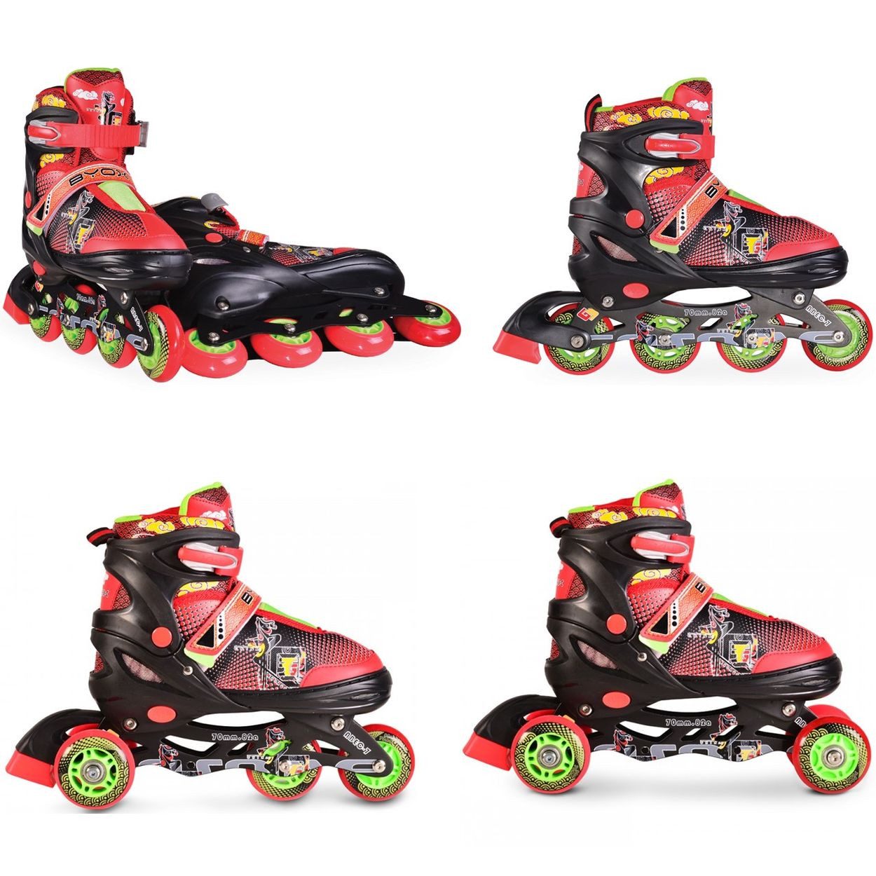 Byox Inlineskates Inliner Kinder Mask, schwarz Größe L 38-41 verstellbar, PU, ABEC-7 Lager
