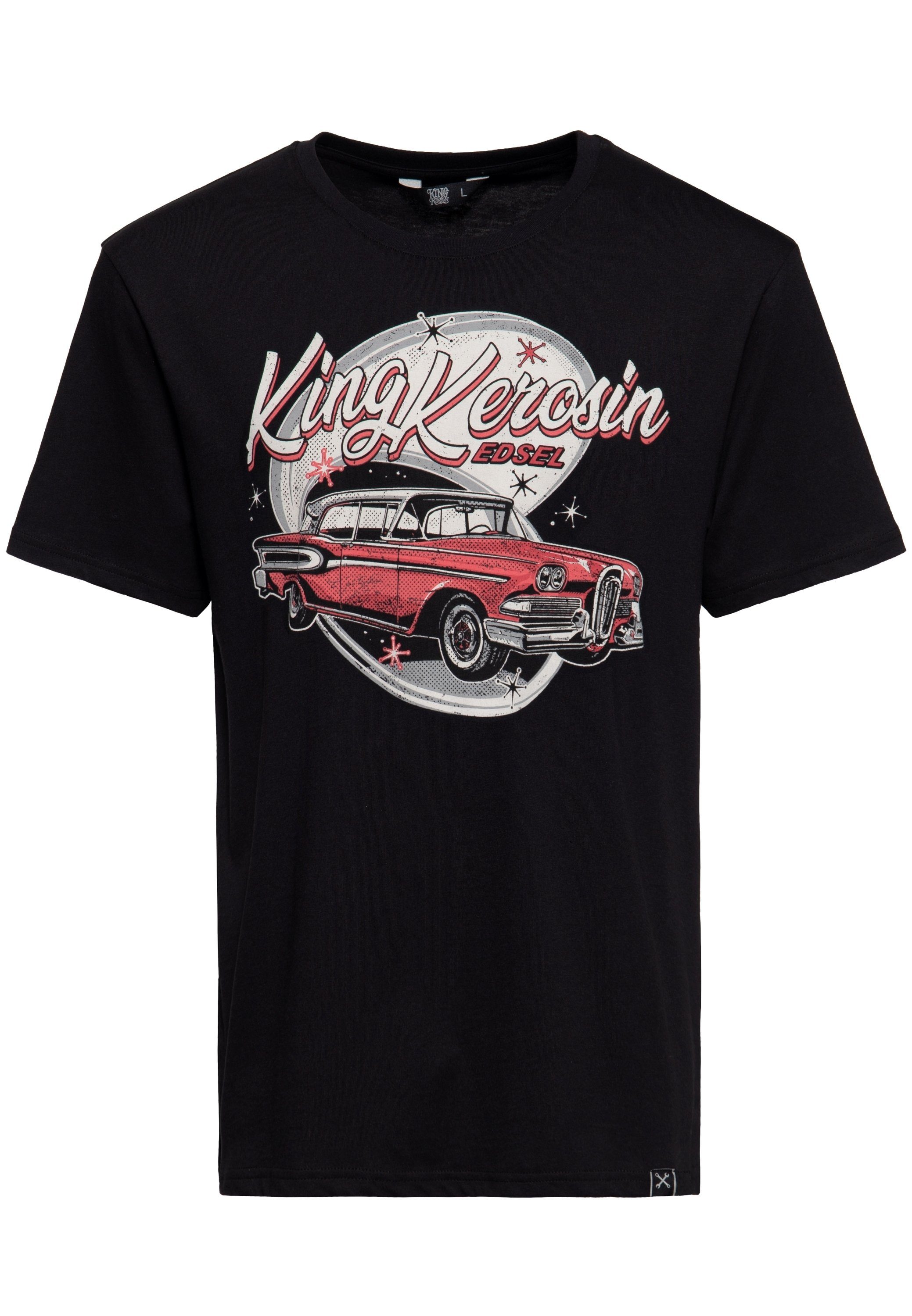 KingKerosin Print-Shirt Edsel mit Classic Car - Artwork schwarz