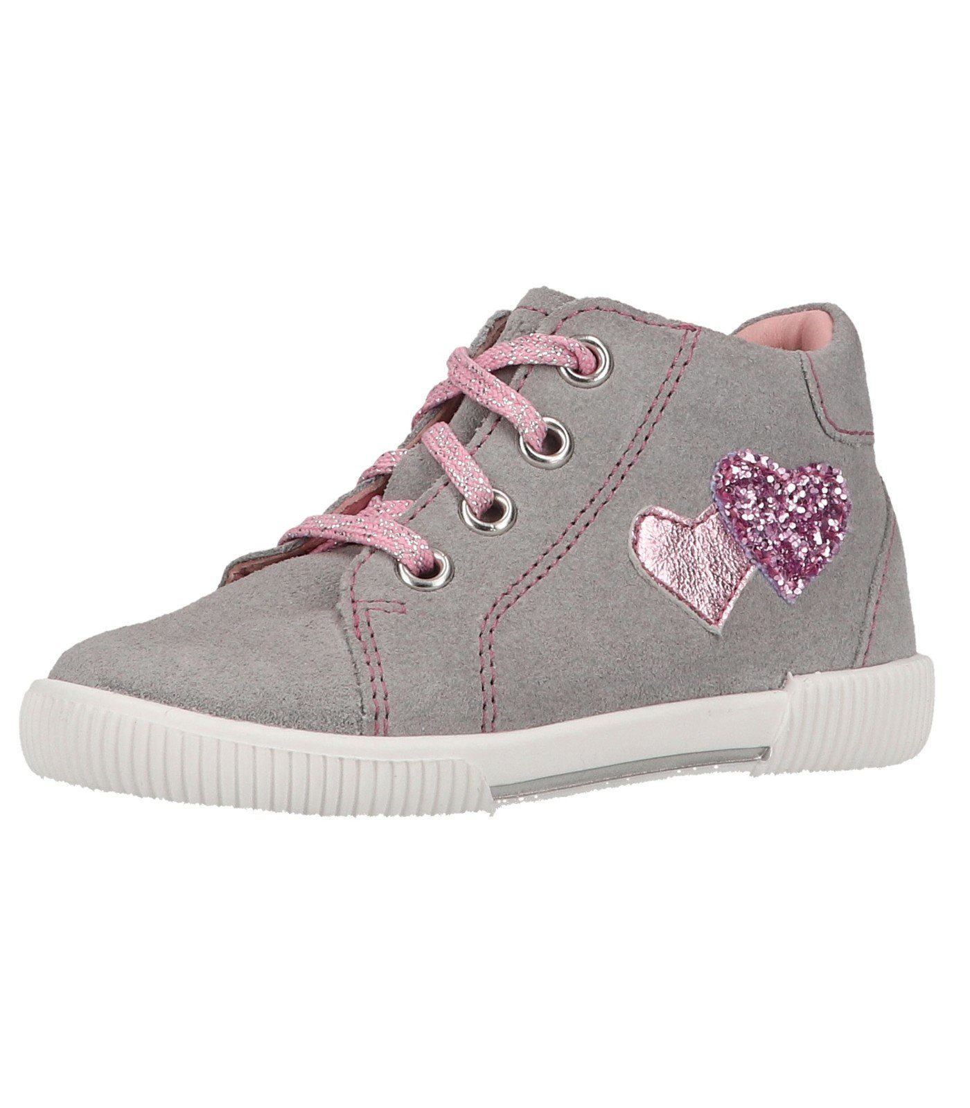 Halbschuhe Grau Rosa Veloursleder/Textil Richter Schnürschuh