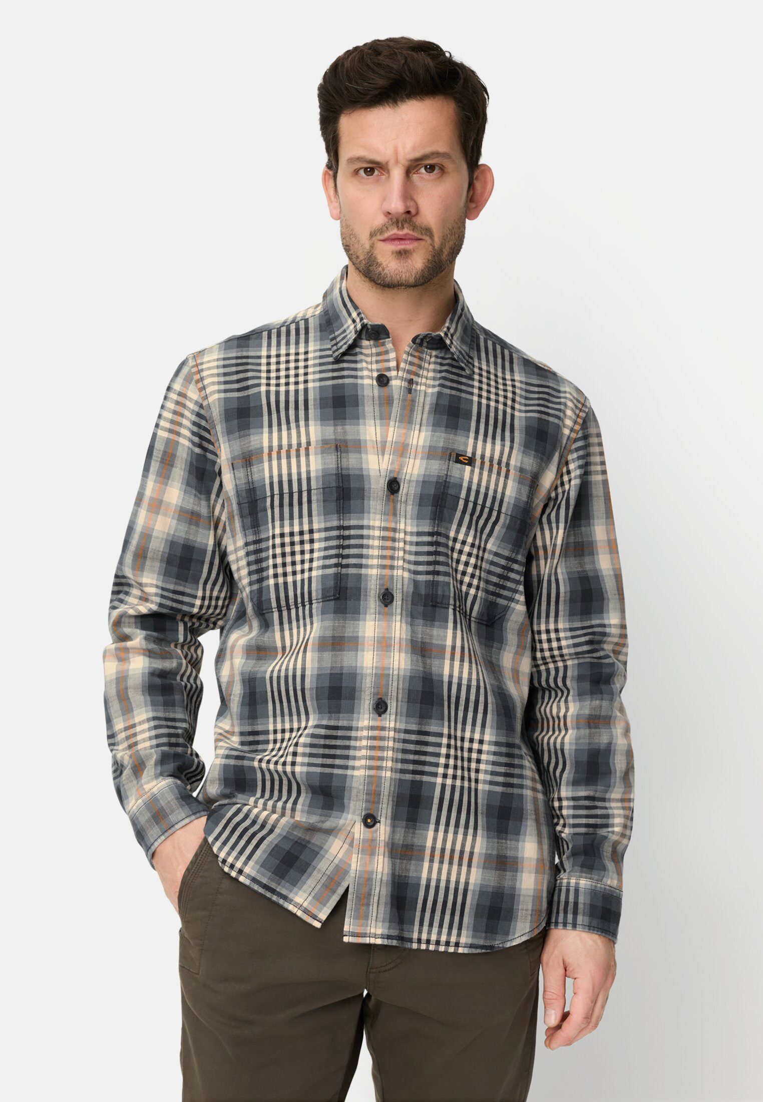 camel active Langarmhemd mit Kentkragen und Brusttaschen Langarm Button-Dow günstig online kaufen