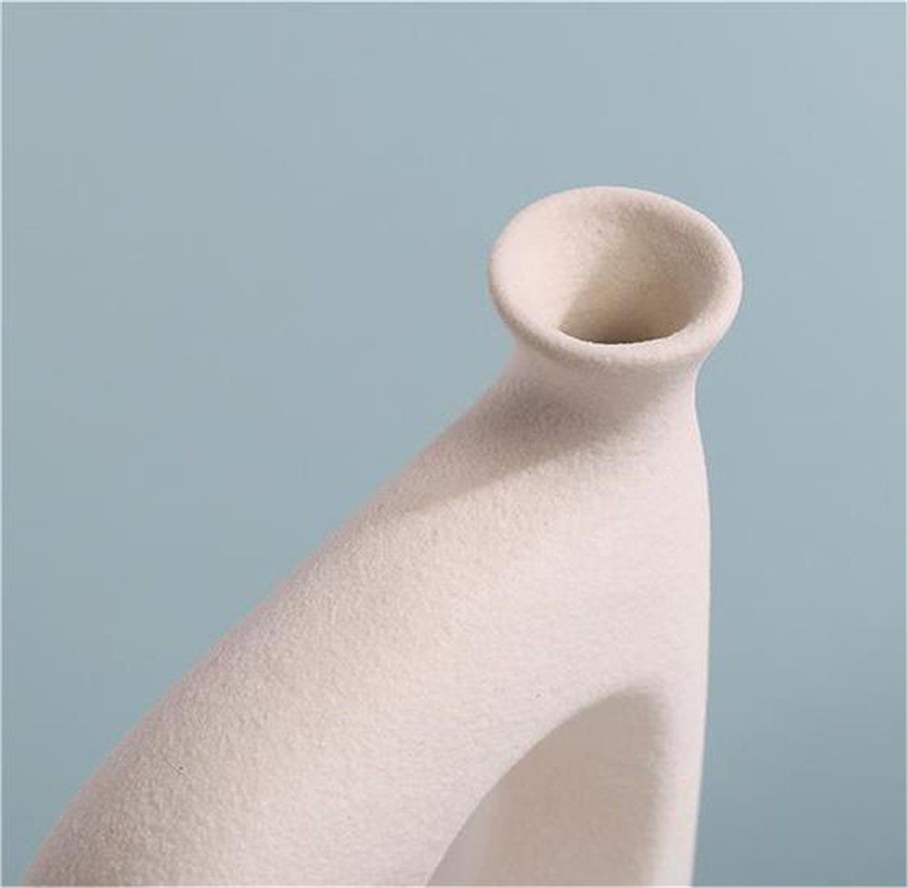 Rouemi Dekovase Keramische Vase, unregelmäßige weiß-A dekoratives Dekovase,Zuhause Ornament