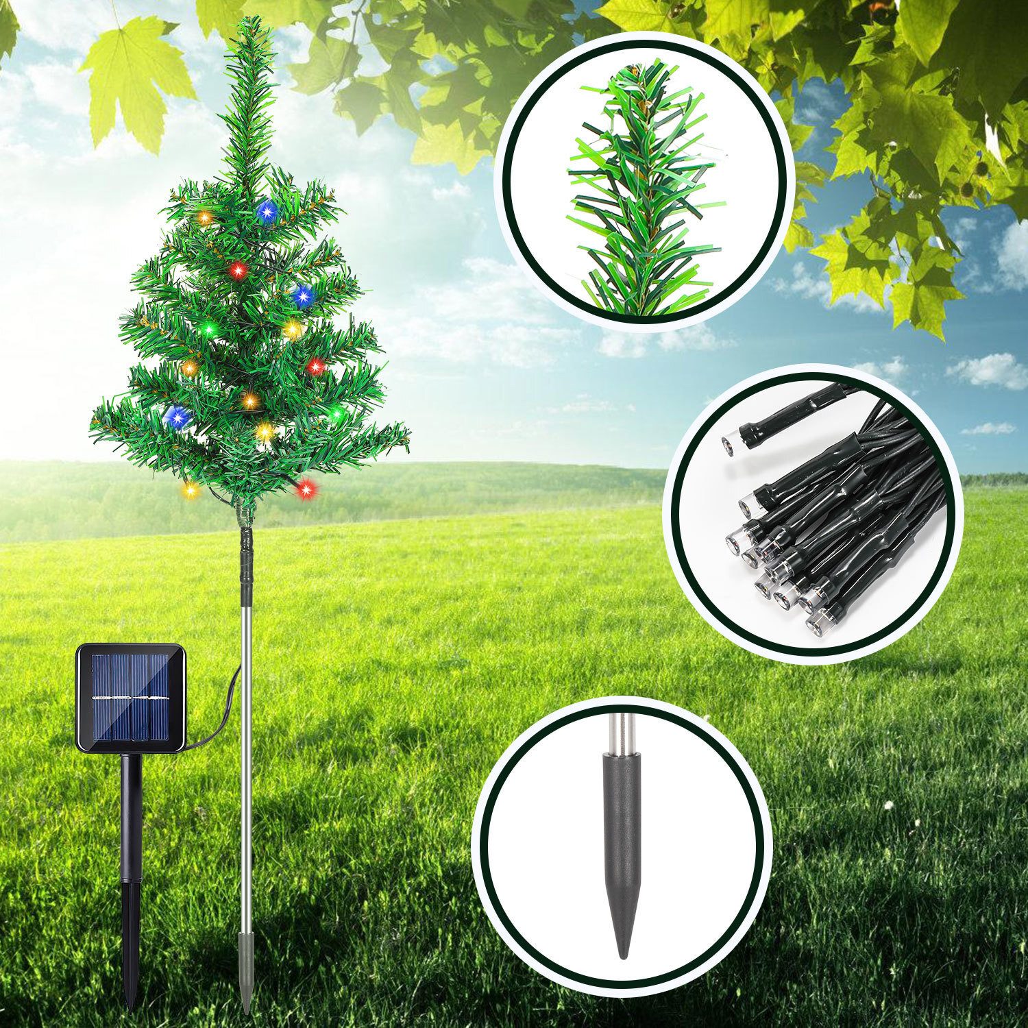 Clanmacy LED Dekolicht Solar Weihnachtsbeleuchtung Aussen Wasserdicht IP65 für Weihnachtstag, Zierpflanzen Beleuchtung – Bild 4 von 5