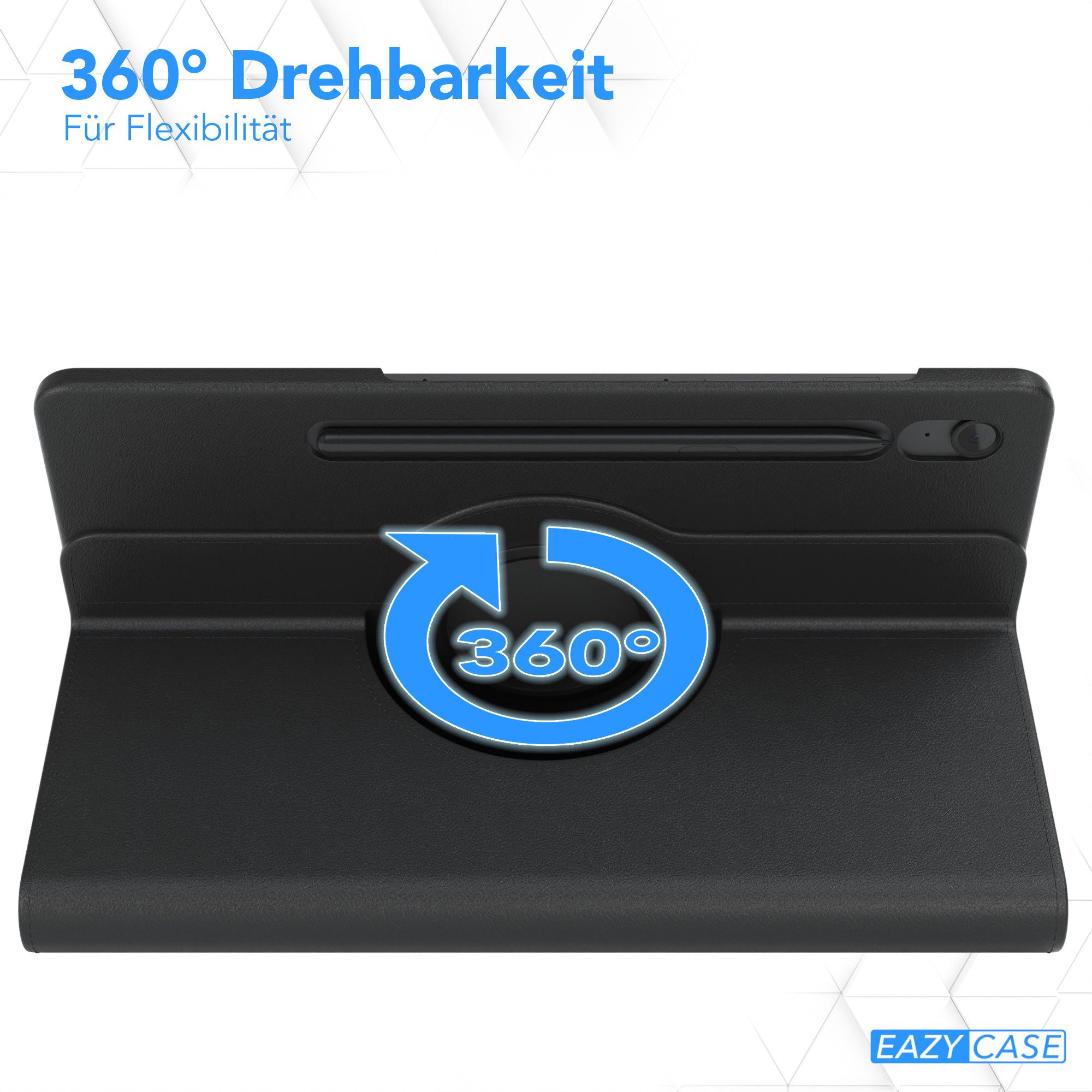 EAZY CASE Tablet-Hülle Rotation Case für Galaxy Tab S9 FE Rotationcase 10,9 Zoll, Hülle 360° drehbar mit Standfunktion Etui Anti-Kratz Tasche Schwarz