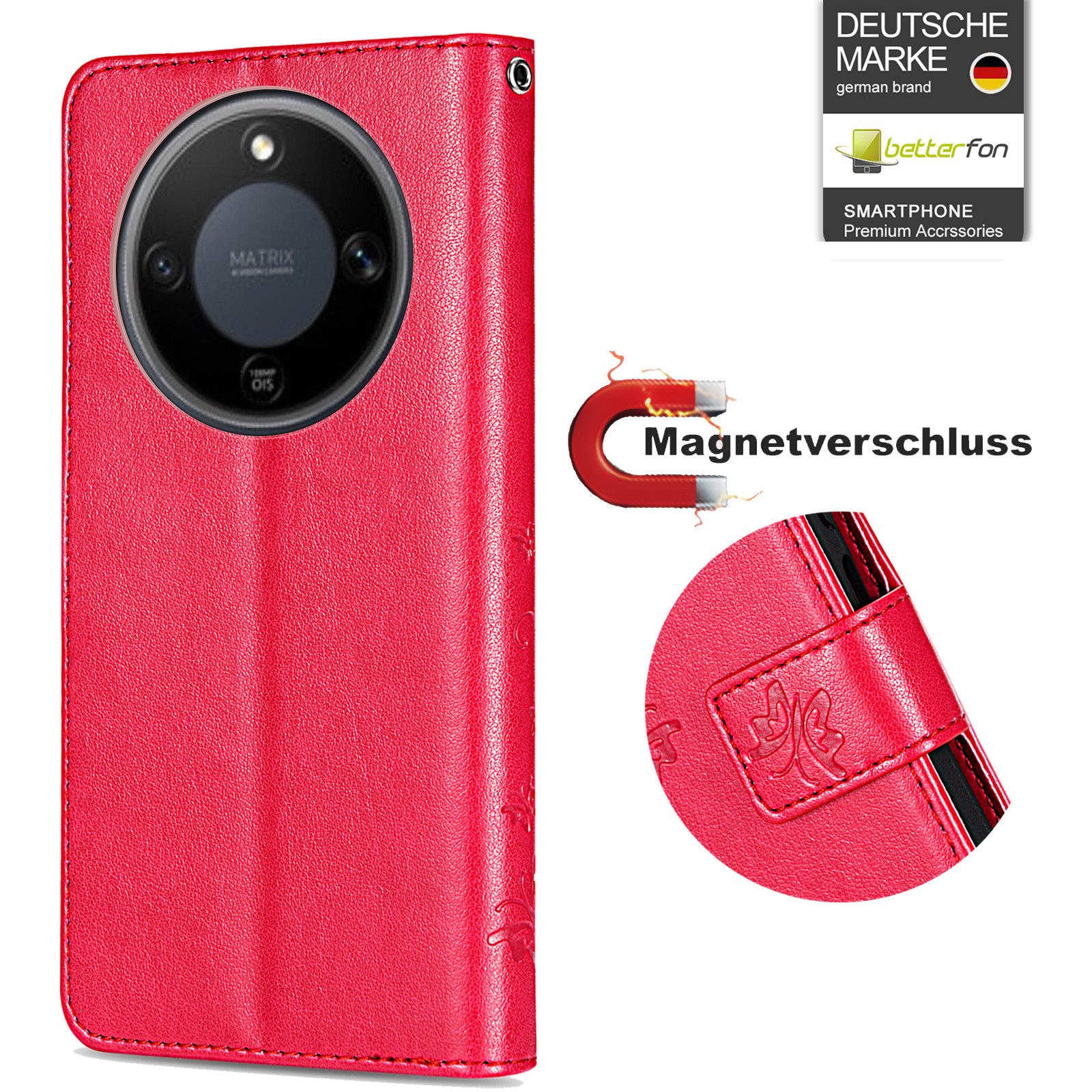 betterfon Handyhülle für Honor Magic 8 Lite Hülle Klapphülle Wallet Case Flip Cover Tasche, Klapptasche mit Magnetverschluss 3 Kartenfächer & Standfunktion – Bild 2 von 5