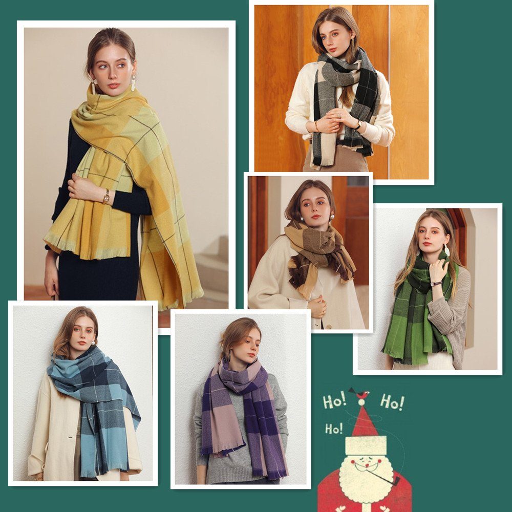 Geschenk Frauen Schal,kuschelweich XDeer gray Schal für verschiedenen Halstuch Damen Poncho Qualität, Karo,Winter Wollschal Damen in Farben