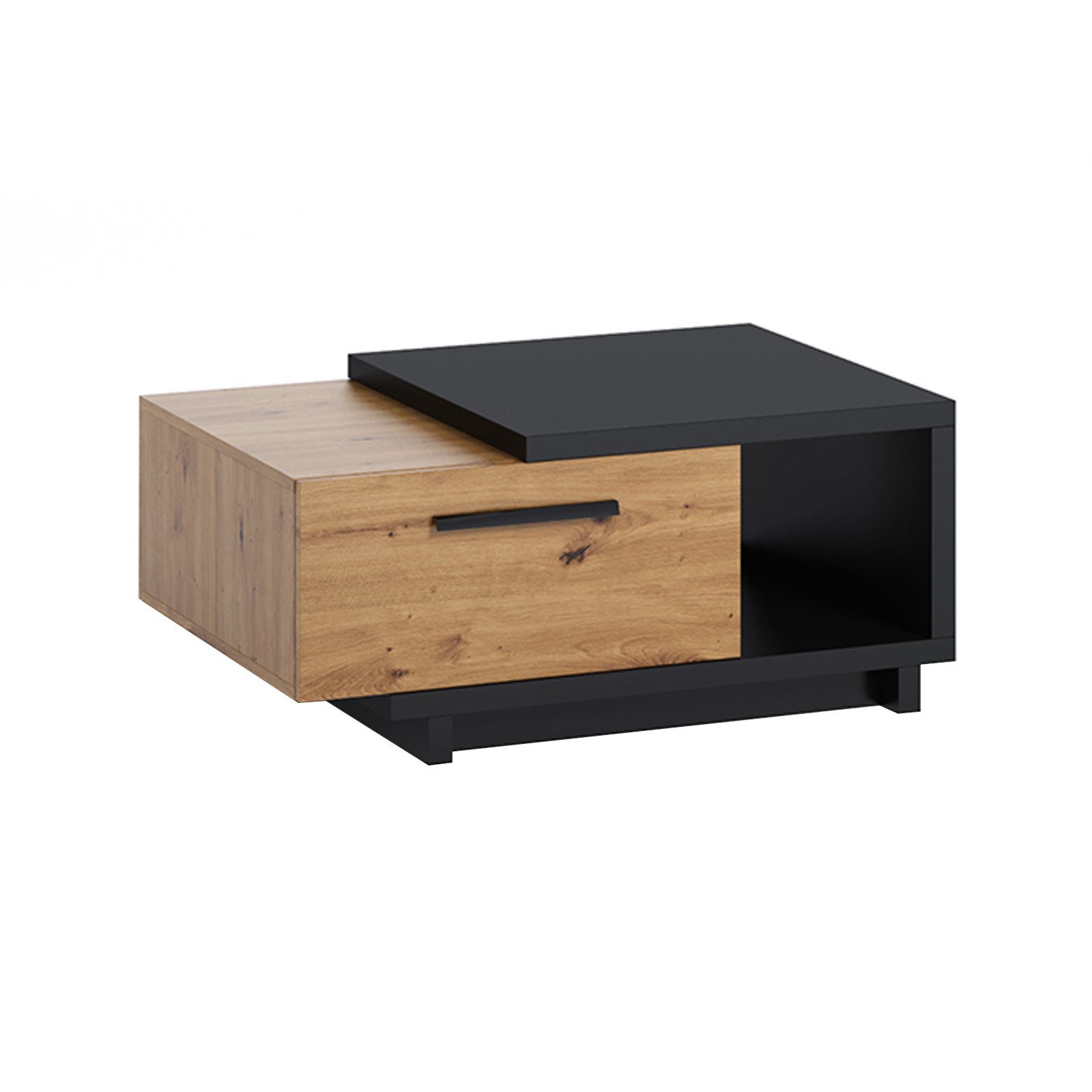 HAUSELEMENT Couchtisch INES IN-04, Wohnzimmertisch 2 Schubladen 90 cm Beistelltisch Kaffeetisch Loft