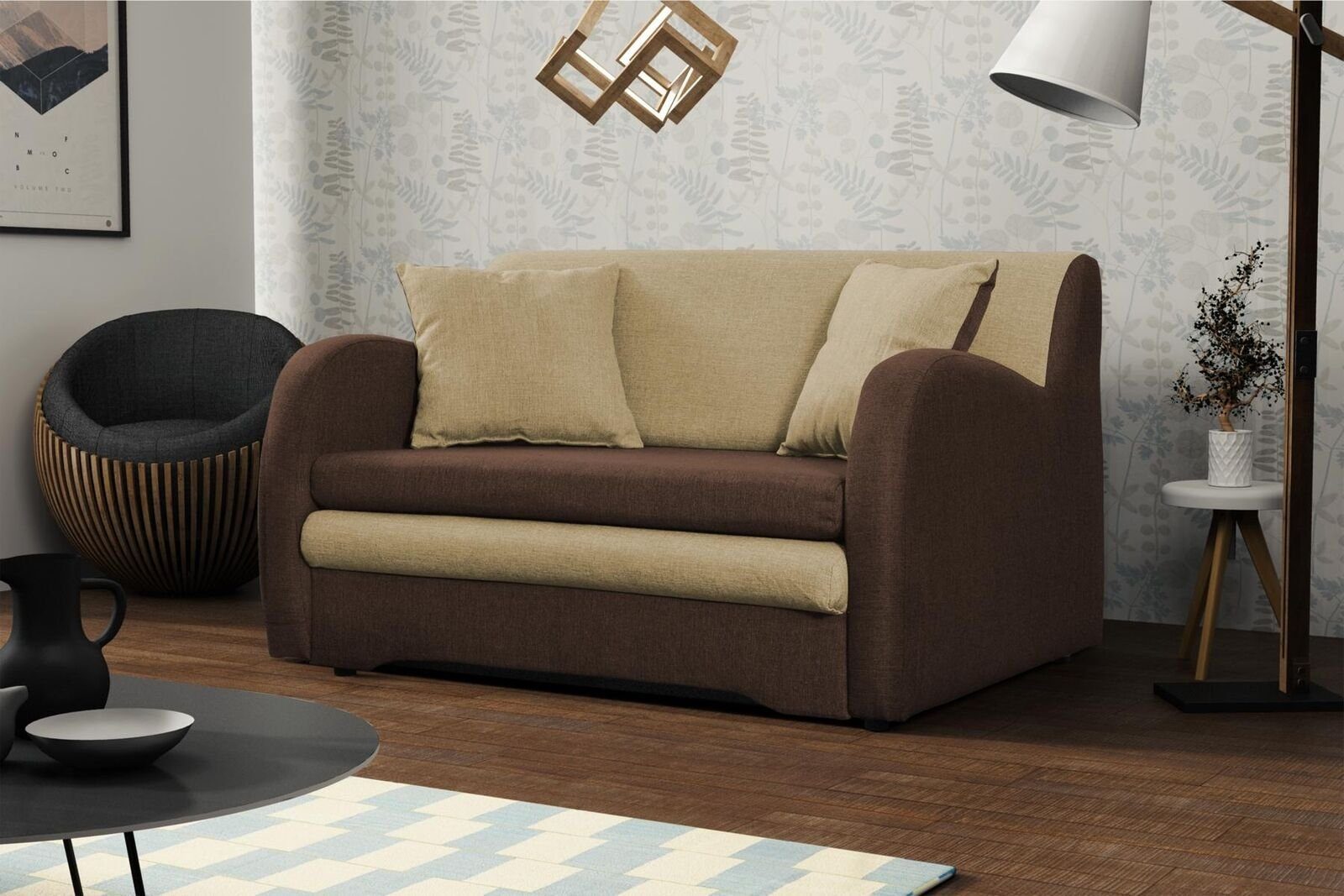 Europe JVmoebel Sofa, Made Braun/Beige in