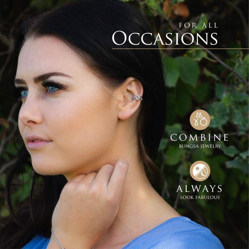 BUNGSA Ohrklemme Ohrklemme Blume silber aus Messing für Damen (1 Stück, 1-tlg), Ohrschmuck Ohrringe