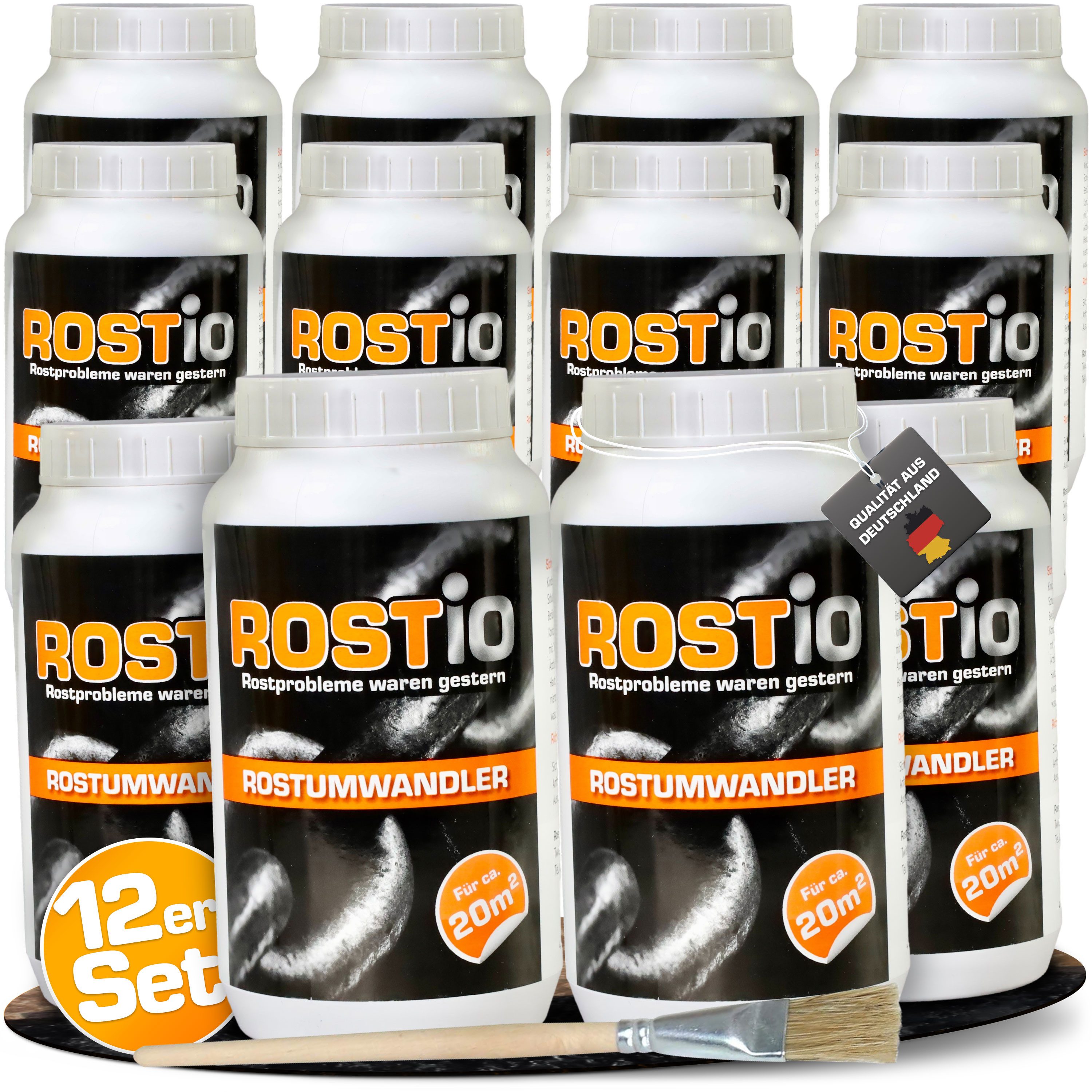 Rostio Rostumwandler 1 Liter, Rostkonverter mit Pinsel Rostentferner