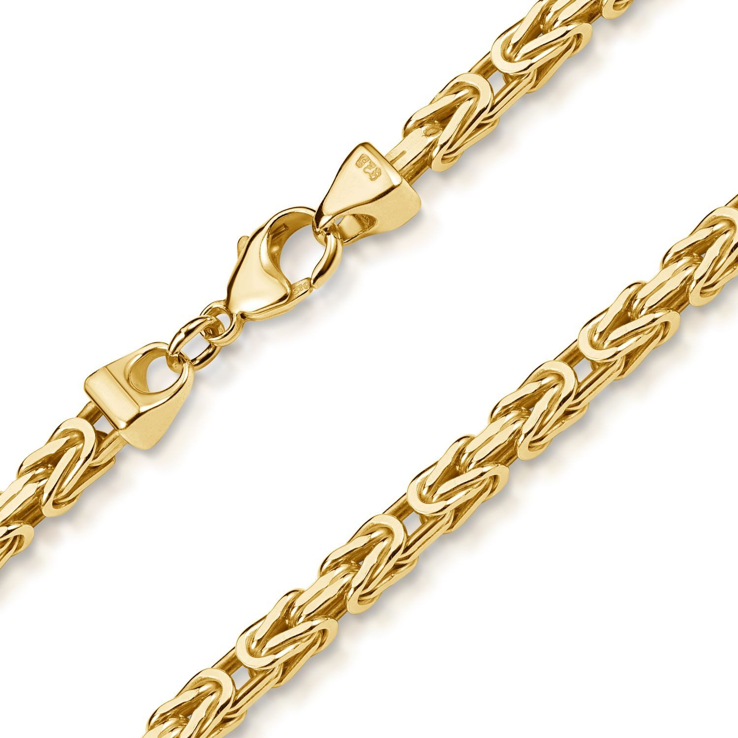 Materia Königsarmband Herren Gold massiv 5mm 19-24cm SA-145, Sterlingsilber, vergoldet