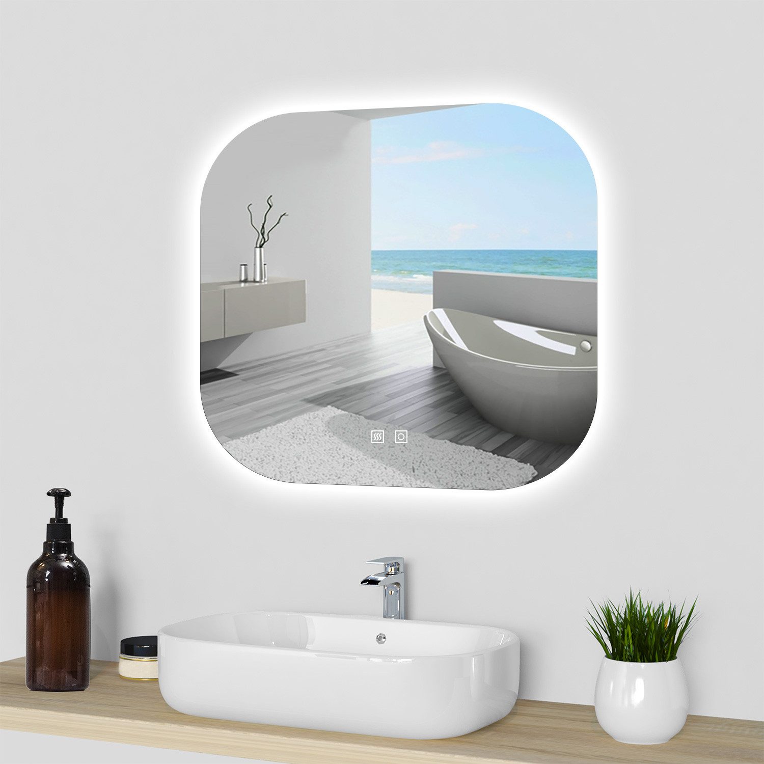 duschspa Badspiegel Spiegel mit LED Beleuchtung dimmbar 40-120cm, Touch oder Wandschalter