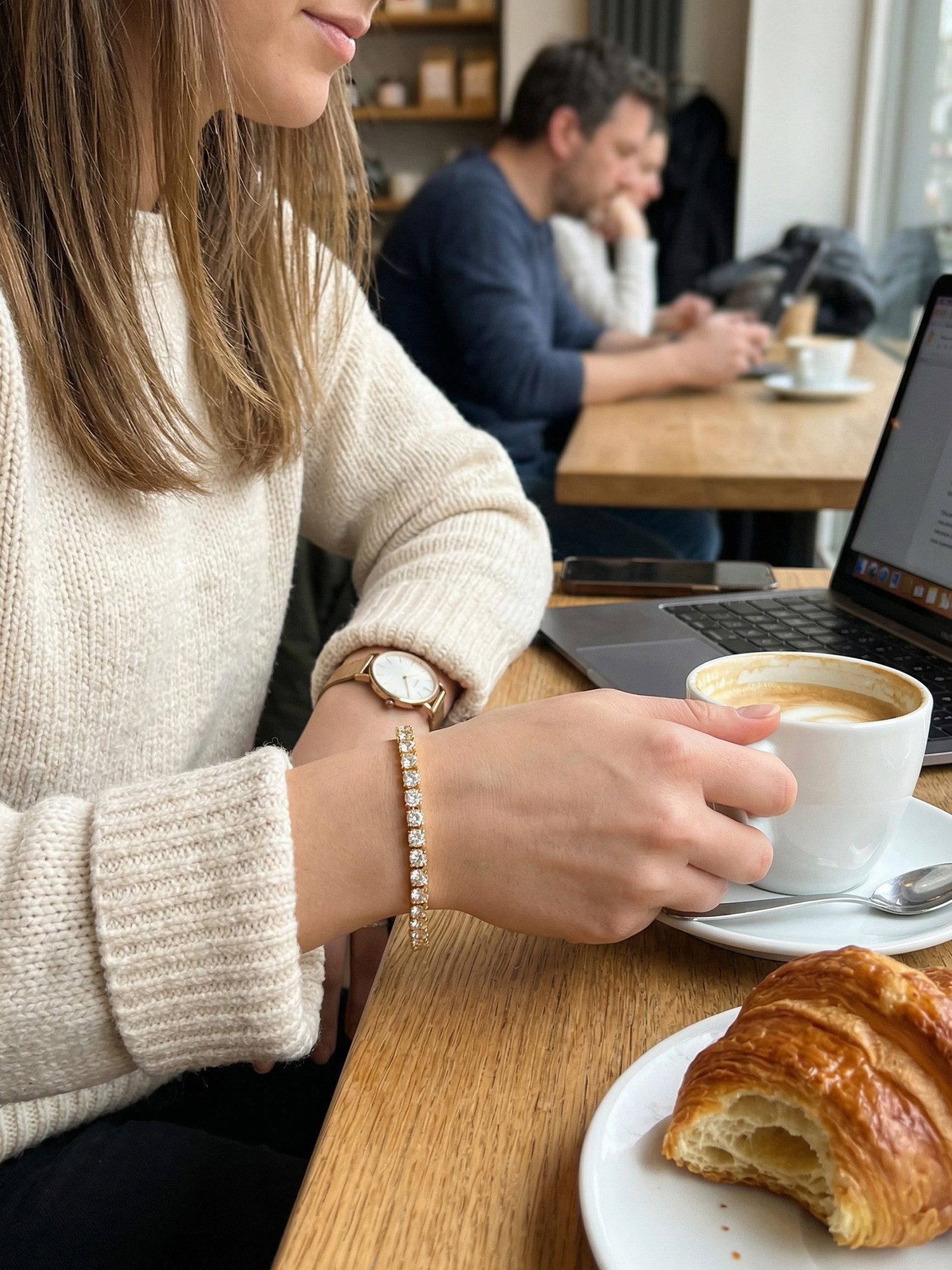 Staufergold Tennisarmband Tennisarmband „Crystal Line“ Gold, handmade with Love!