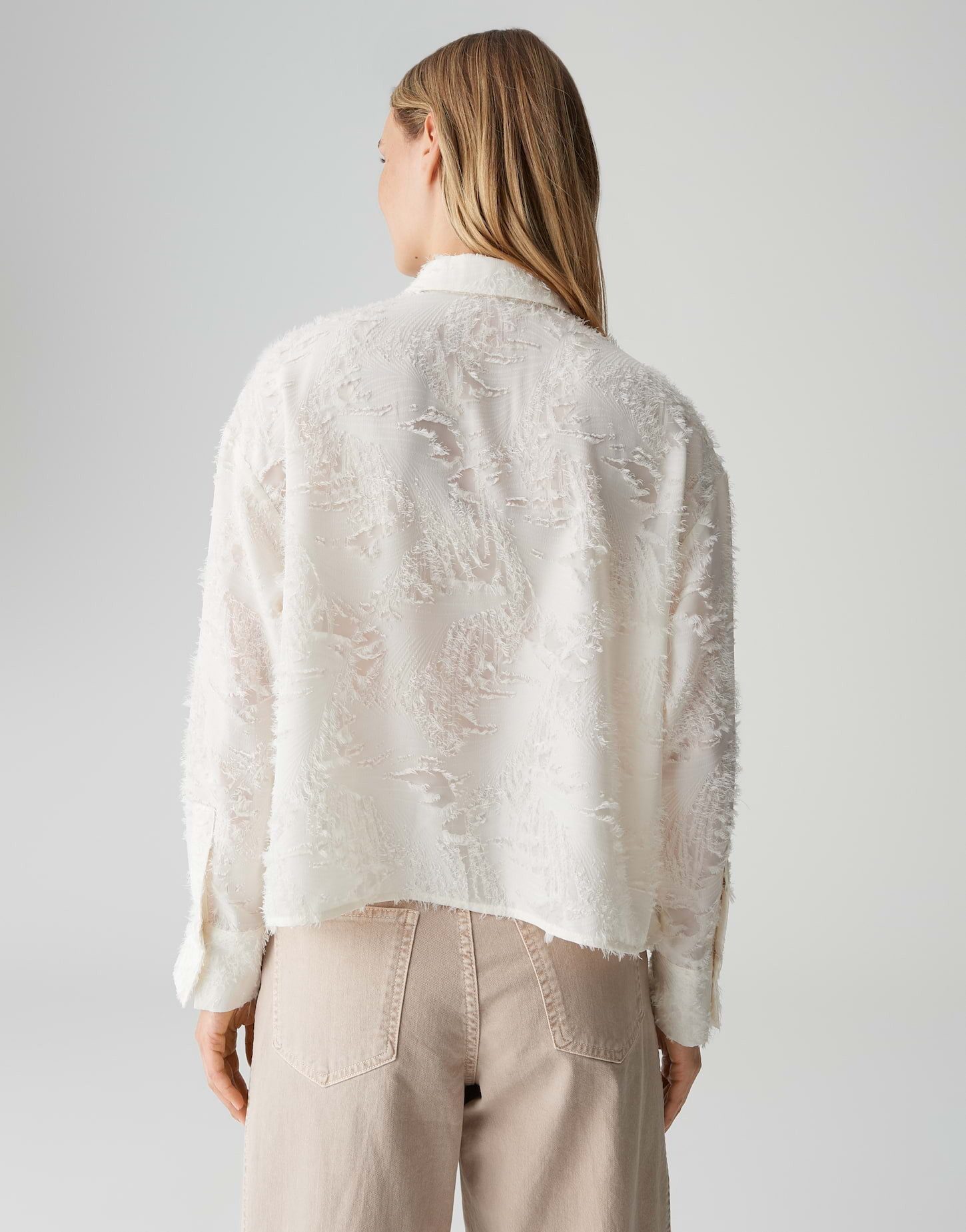OPUS Hemdbluse FENIMA Boxy mit feinem Fil Coupé Muster lockere Passform, glatter Griff