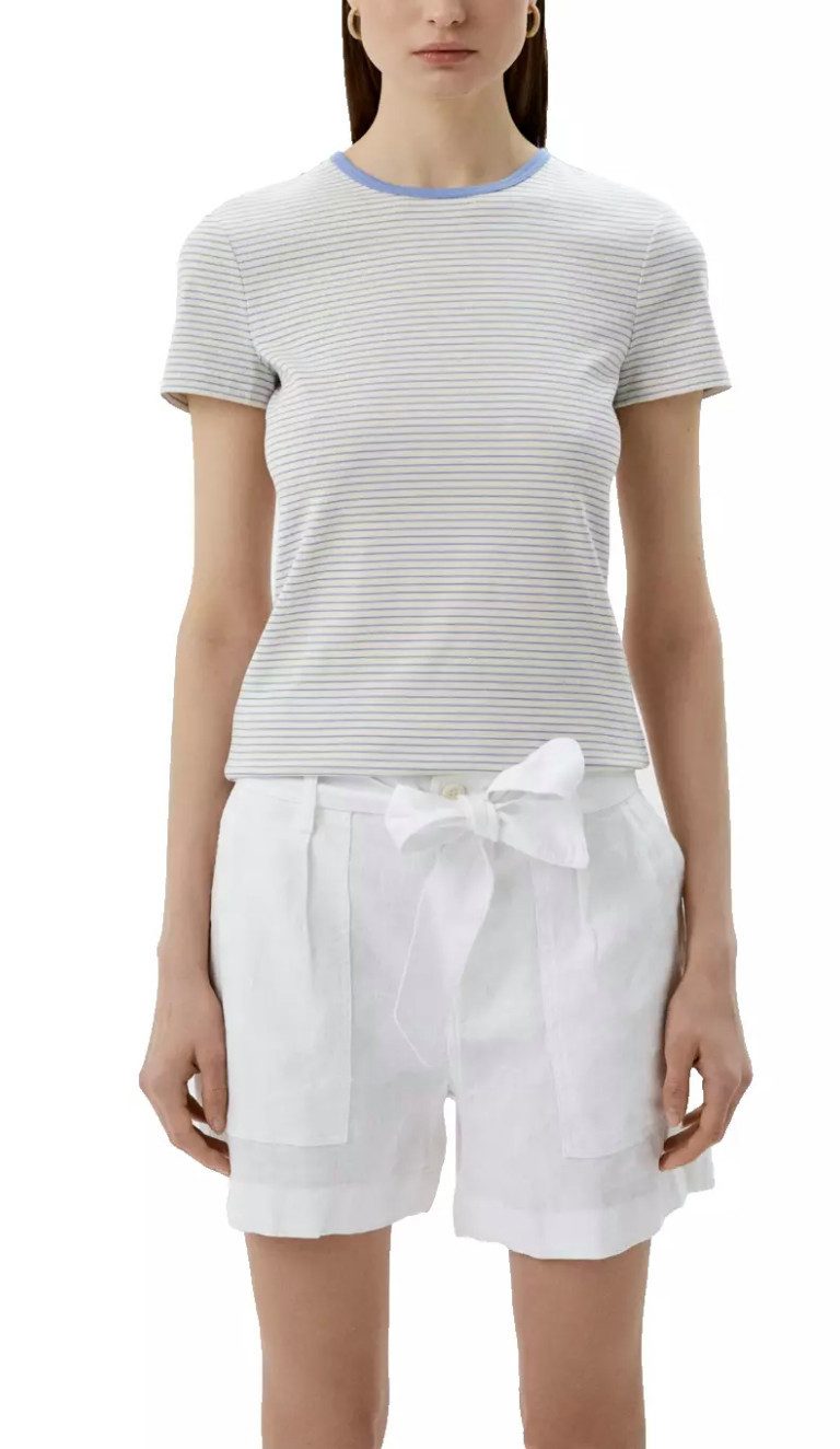 Lauren Ralph Lauren T-Shirt T-Shirt Bluse Streifen Shirt Striped Top Rundhalsausschnitt, Label-Stickerei am Saum