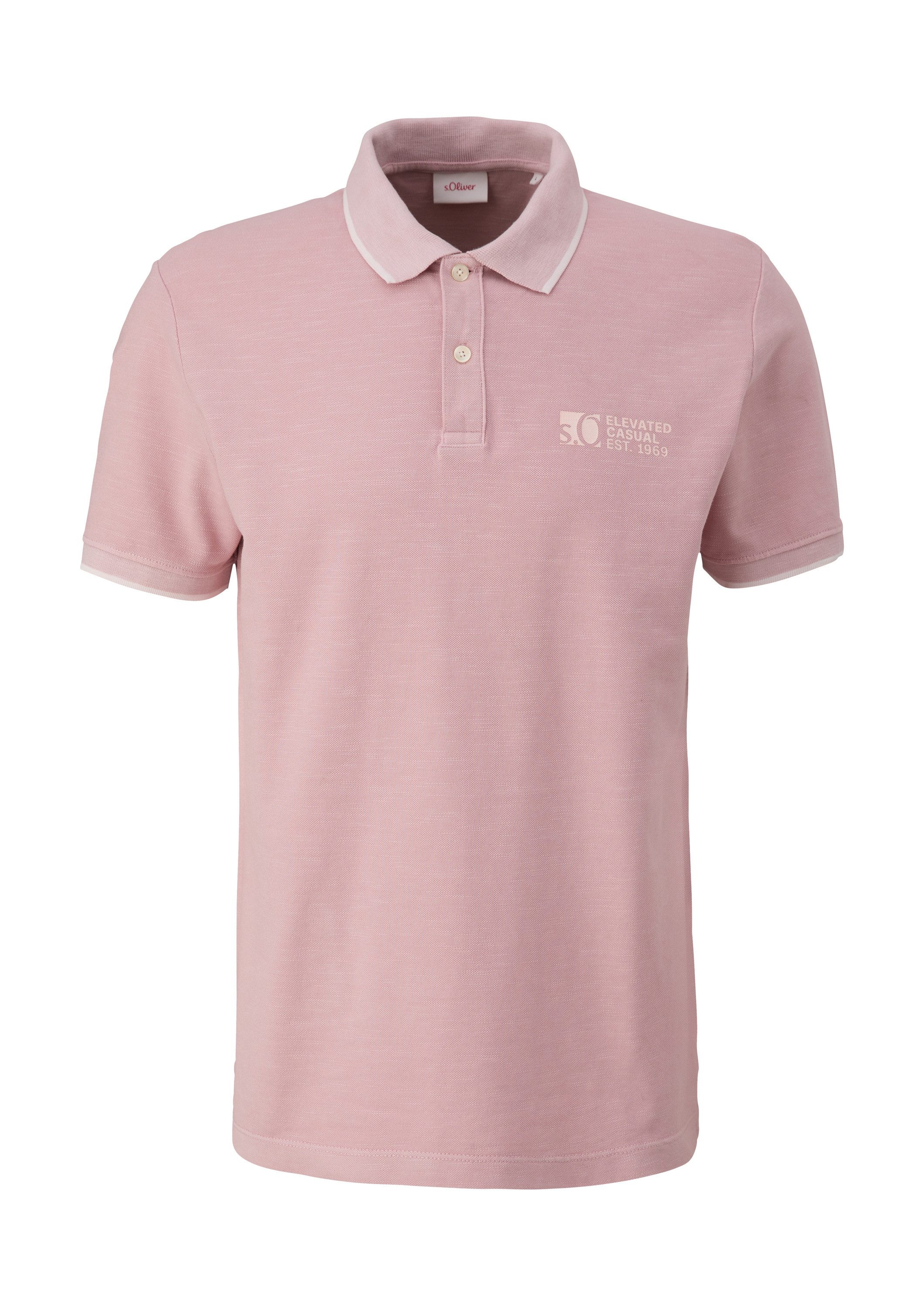 s.Oliver Kurzarmshirt Polo-Shirt Poloshirt mit Piquêstruktur und Logo-Print günstig online kaufen