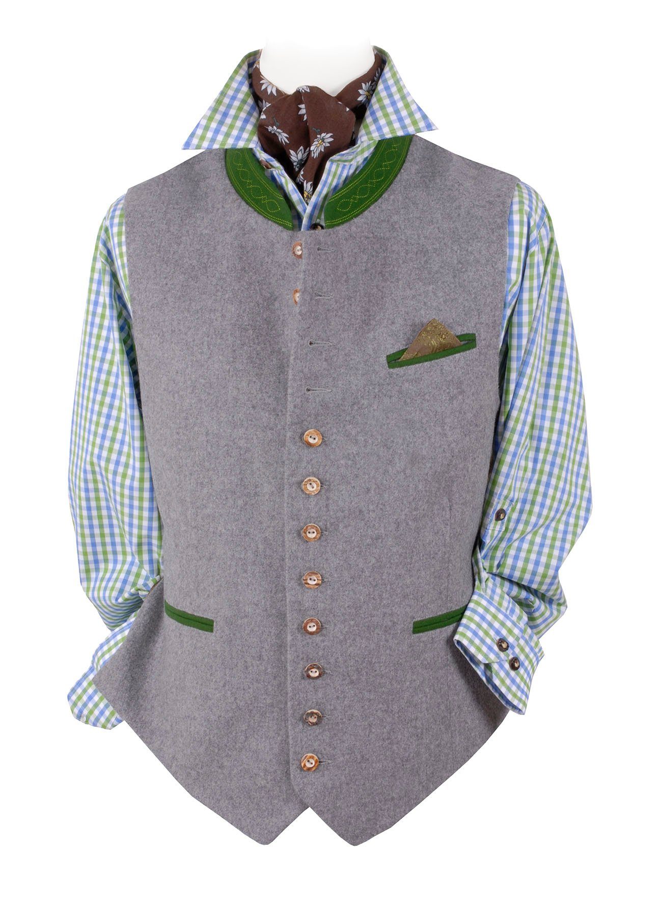 Moschen-Bayern Trachtenweste Trachtenweste Herren Weste Trachten Gilet Herrenweste Grau Weste, Weste mit Stehkragen, Stoffweste, Weste Lodentuch, Wollweste