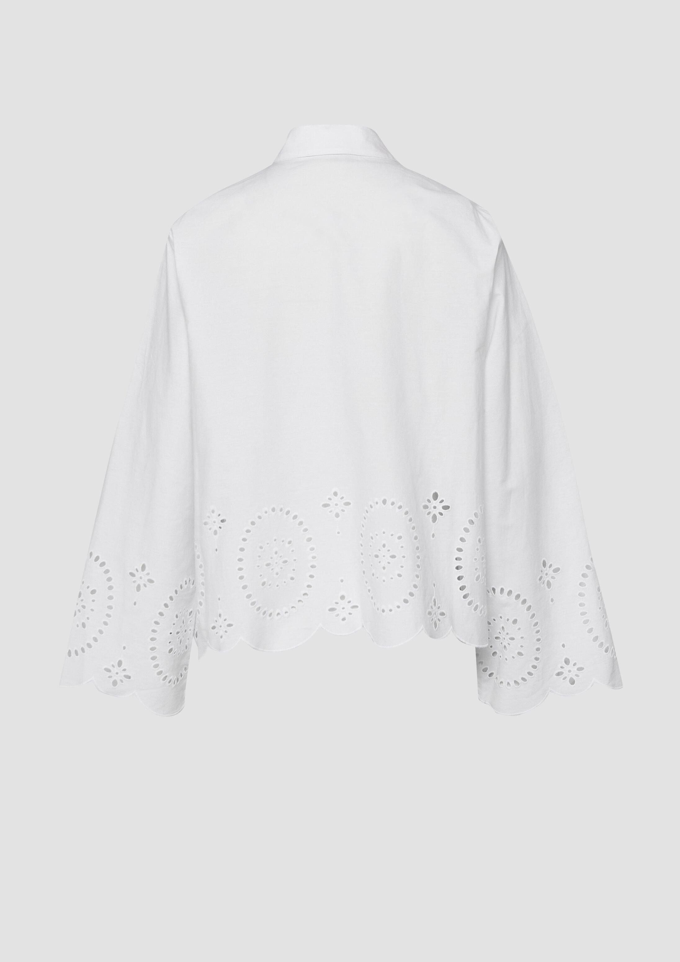 s.Oliver Kurzarmbluse Bluse Popeline-Bluse mit Lochstickerei