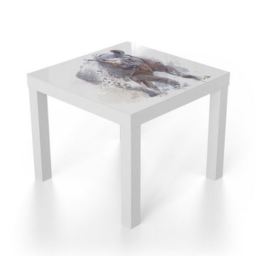 DEQORI Couchtisch 'Nashorn in Aquarell', Glas Beistelltisch Glastisch modern