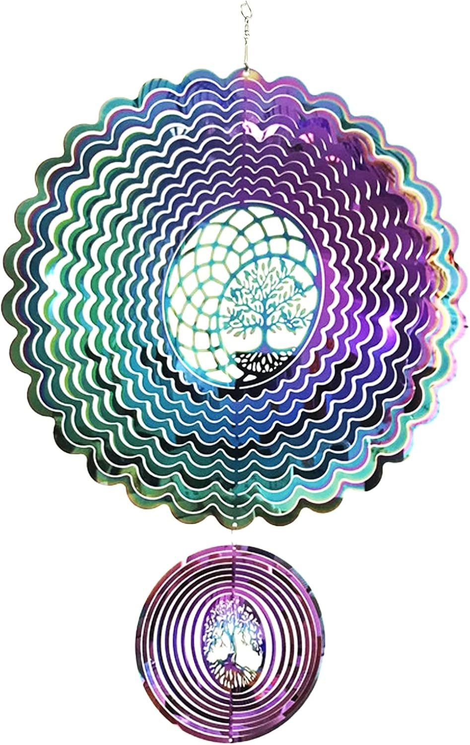 FELIXLEO Windspiel Edelstahl Windspiel 3D Hängende Wind Spinner 25cm Leicht Drehendes